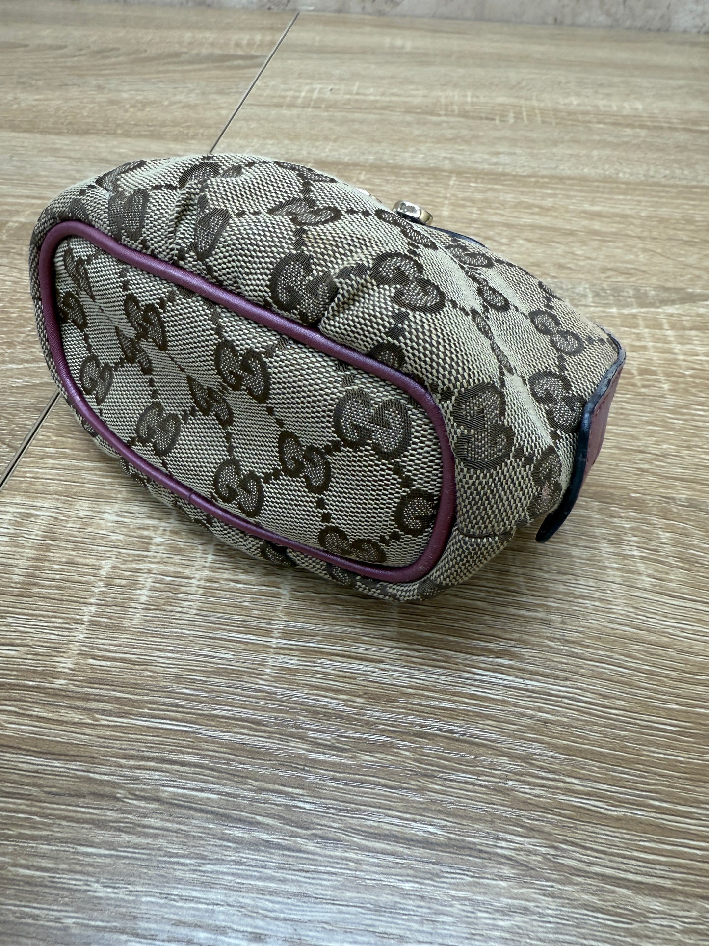Gucci Canvas & Mauve Leather Cosmetic Pouch