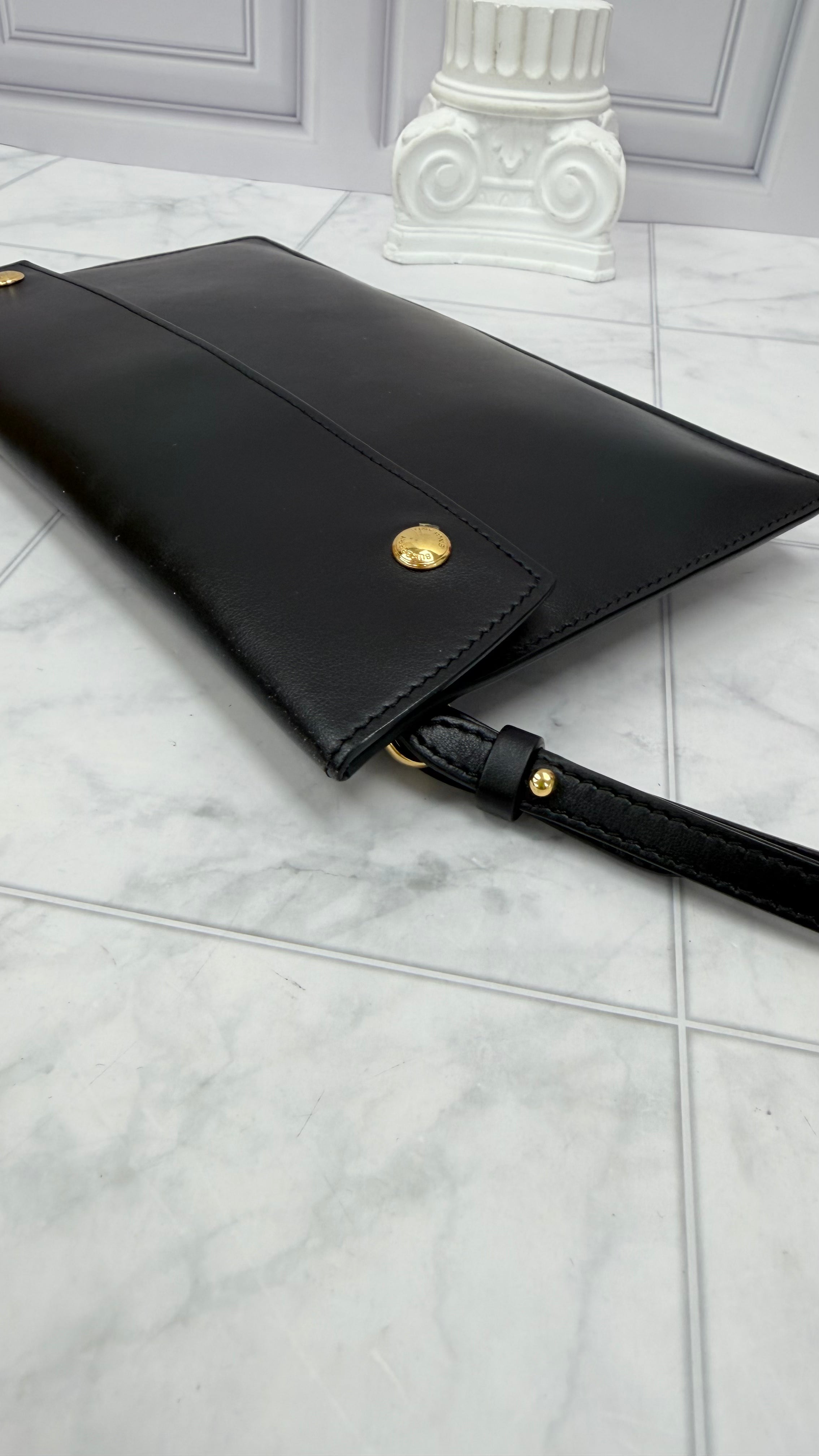 BRAND NEW: Burberry Black Leather & Nova Check Canvas Foldable Tote & Clutch
