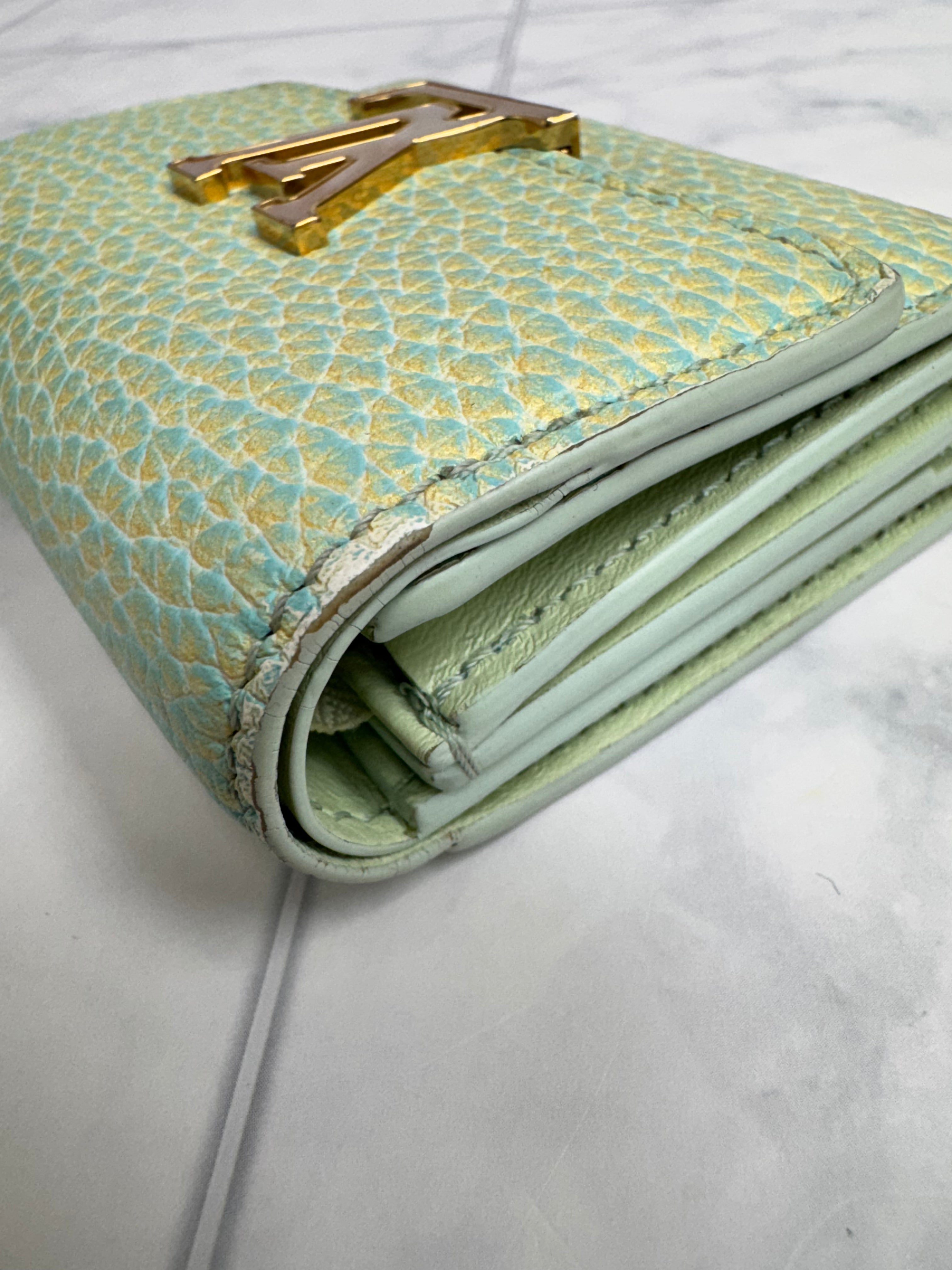 Louis Vuitton Blue And Yellow Taurillon Leather Summer Stardust Compact Wallet