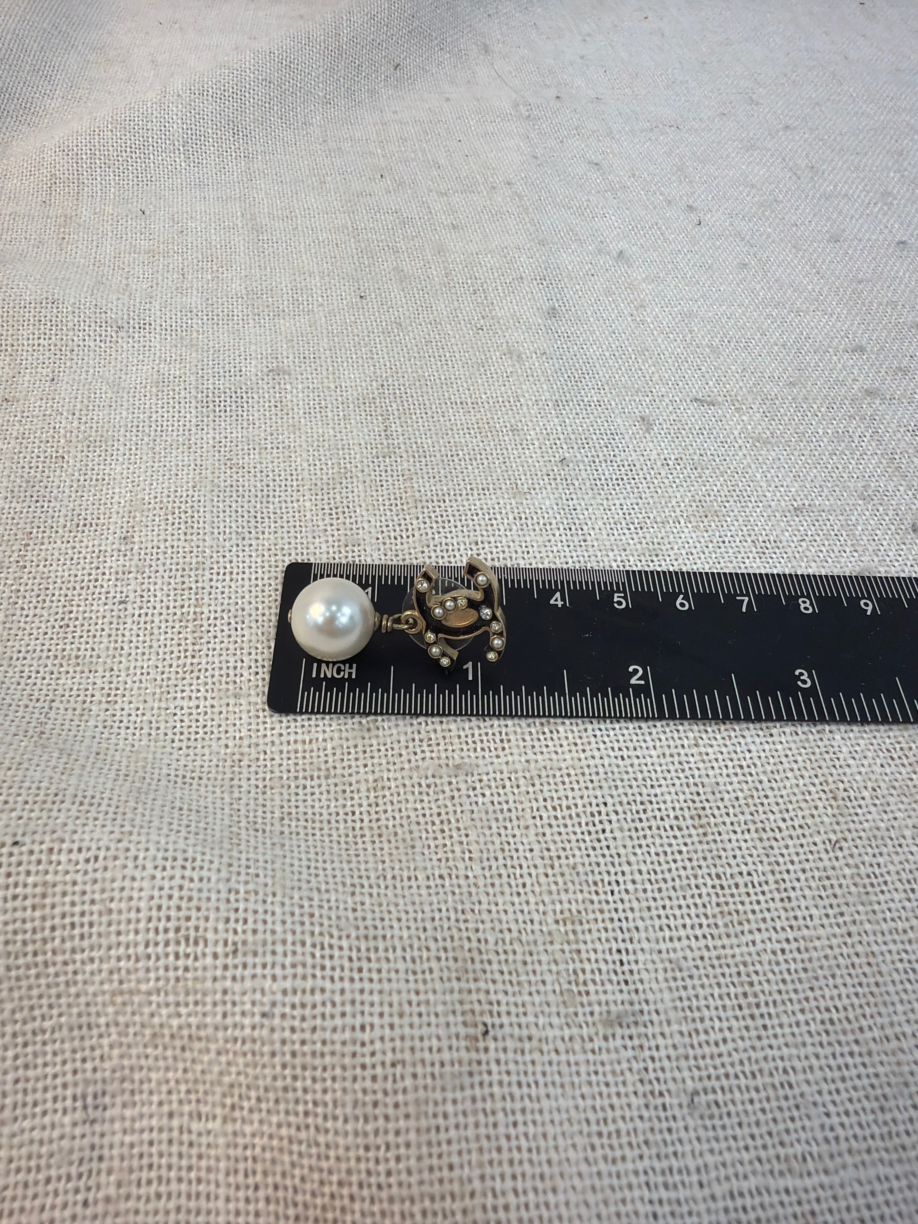 Chanel Black And Pearl CC Drop Earrings