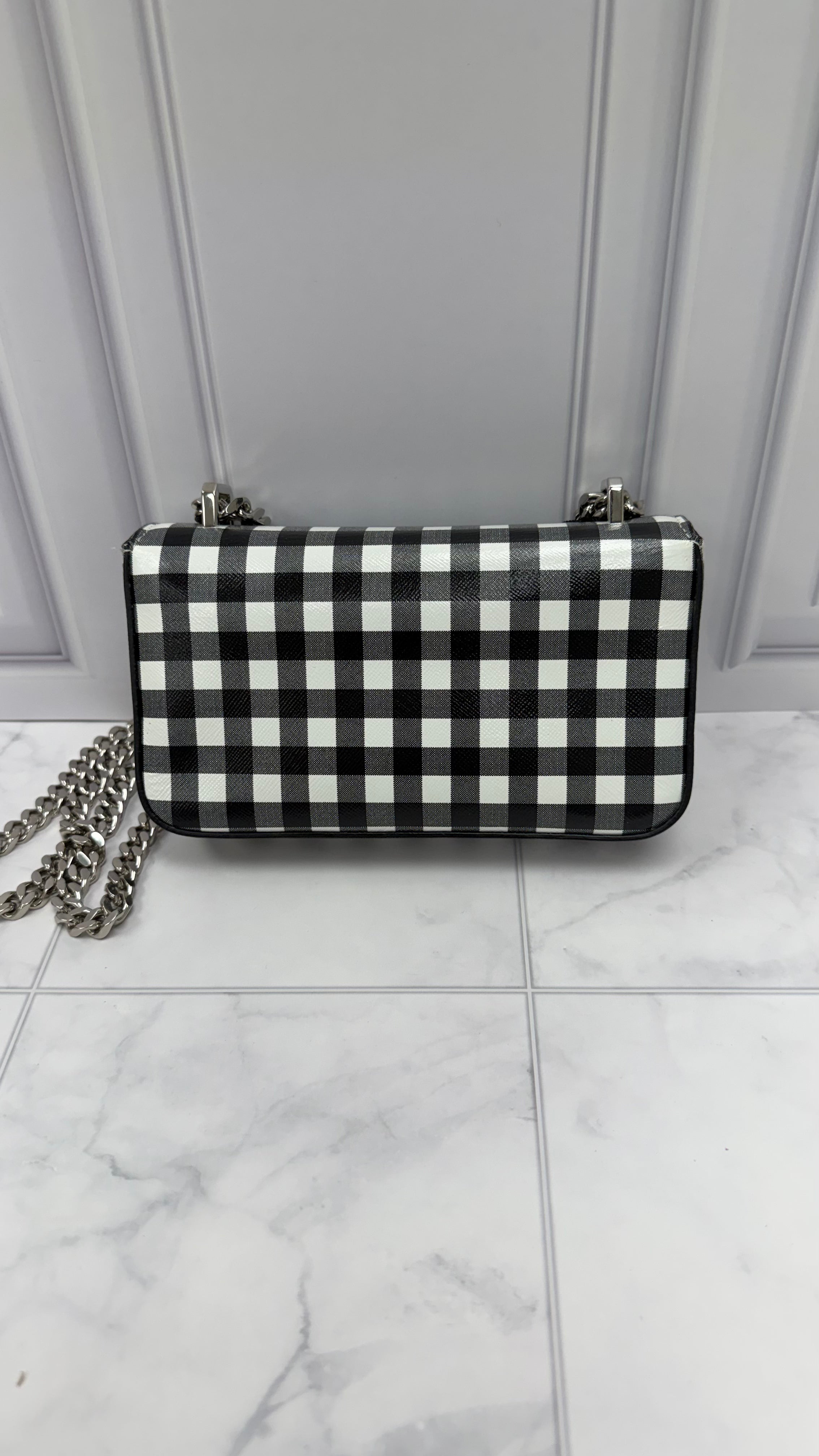*DONS DROP* Burberry Black And White Gingham Print Leather Mini Lola Shoulder Bag