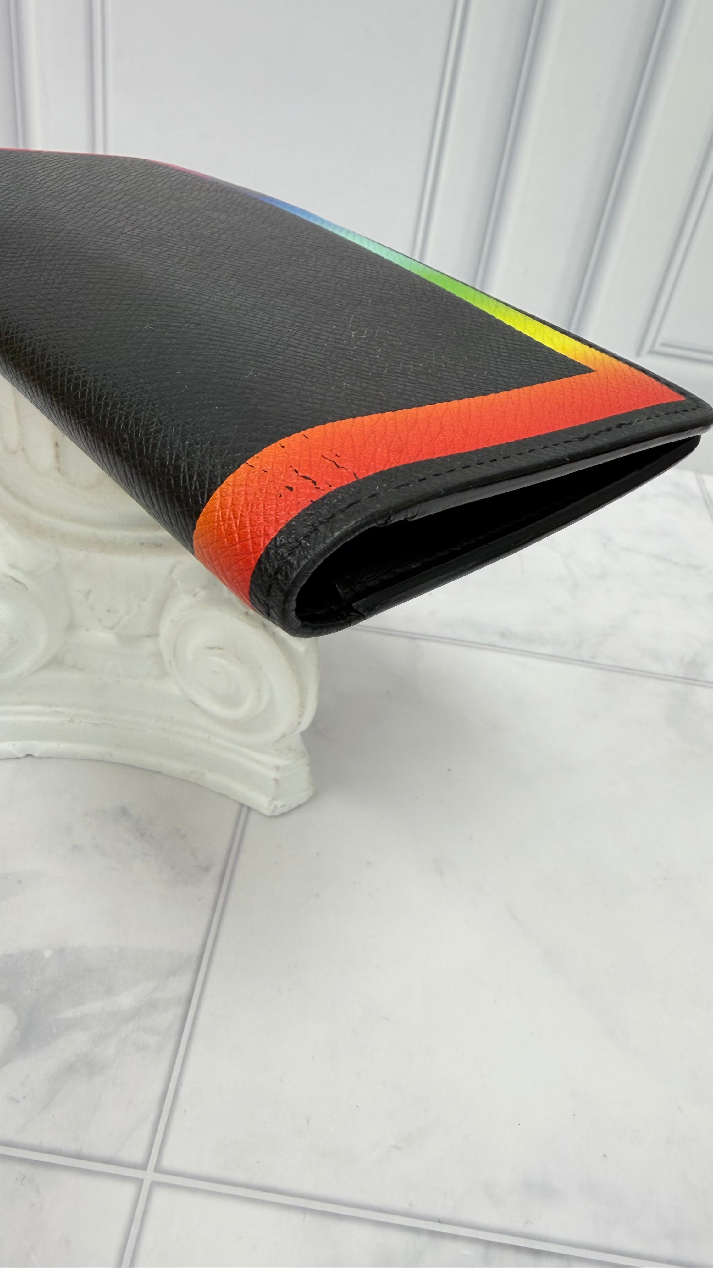 Louis Vuitton Black Taiga Leather Rainbow Brazza