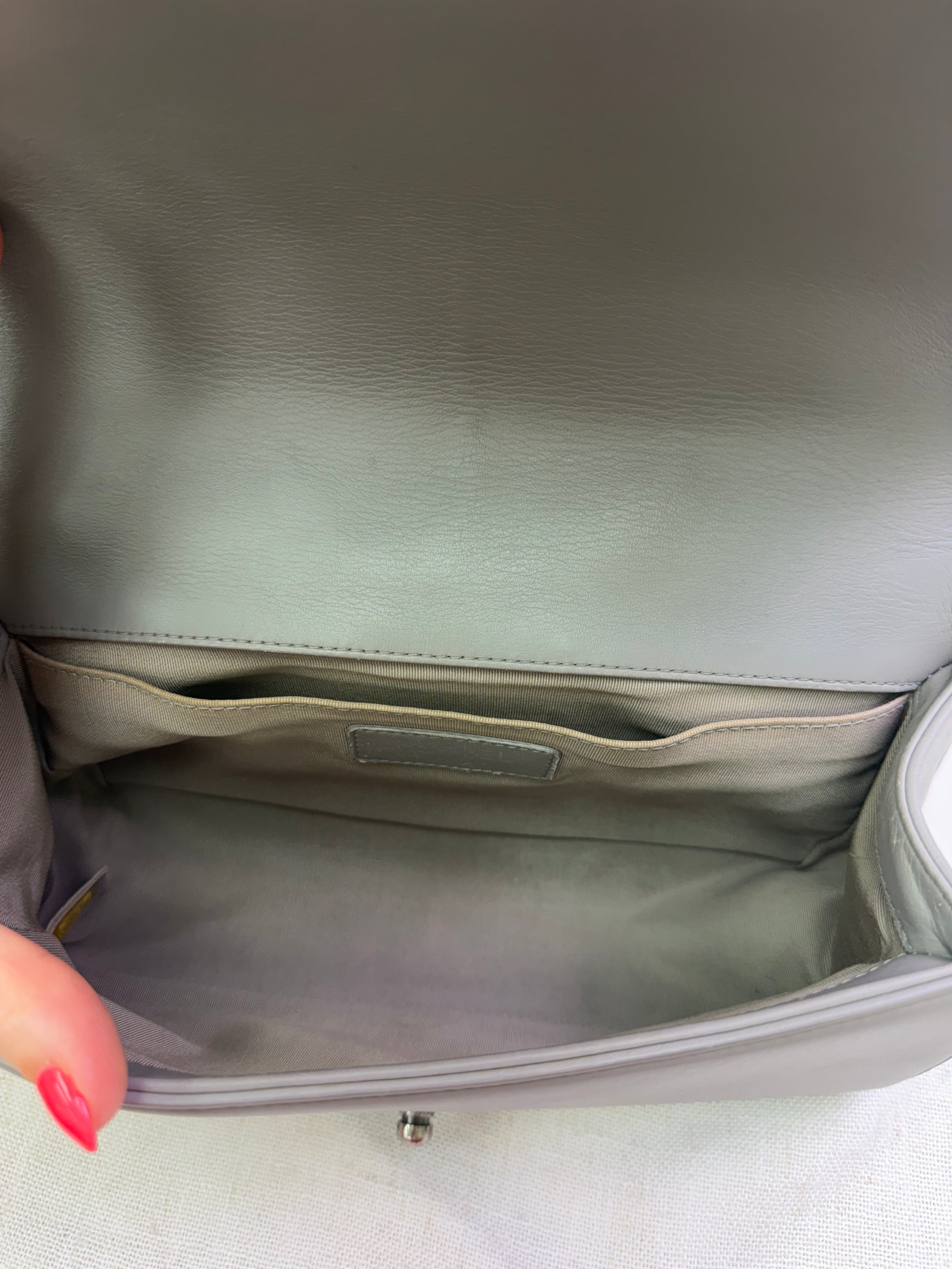 Chanel Grey Quilted Lambskin Medium Boy Bag