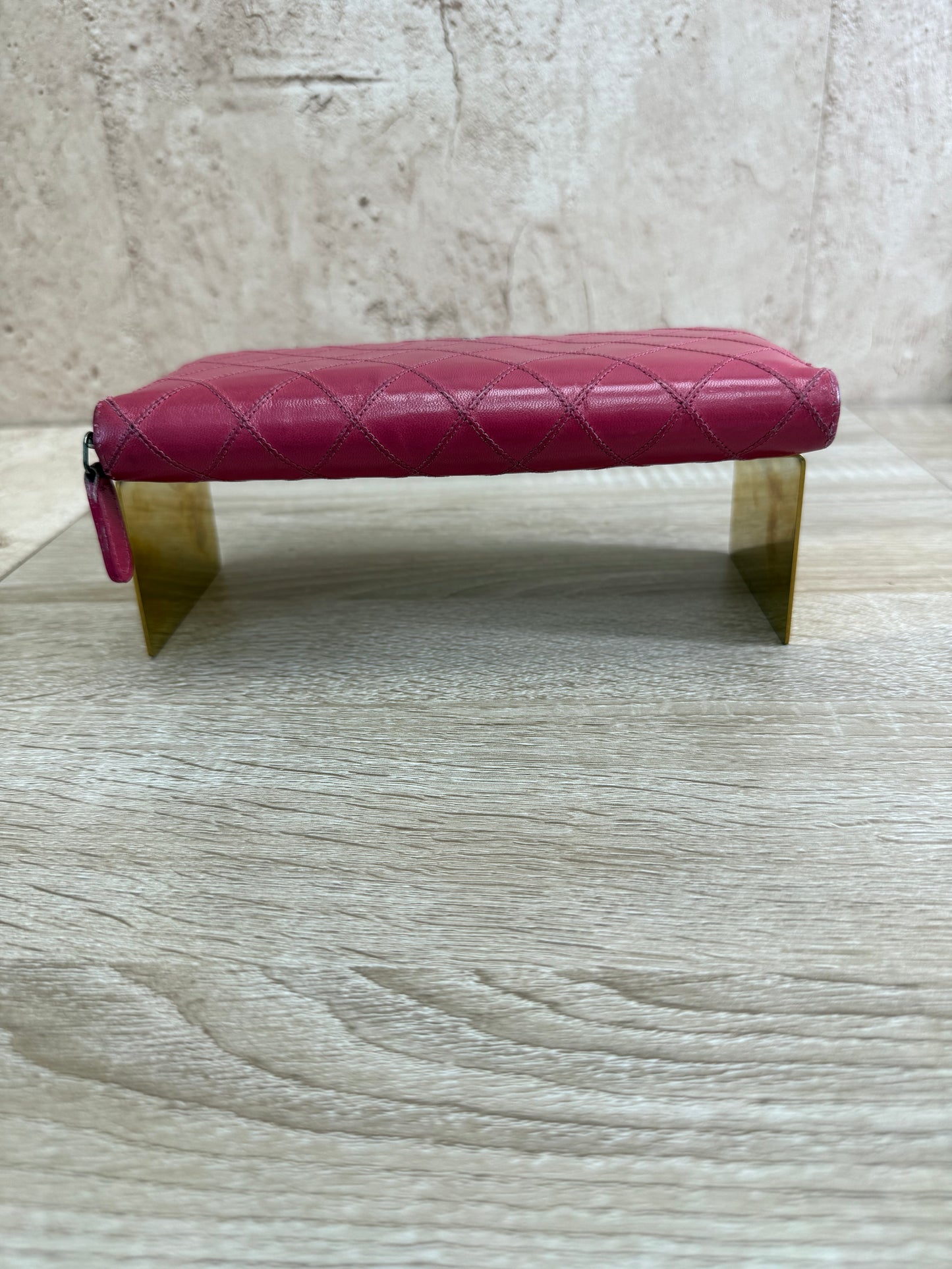 Chanel Pink Quilted Calfskin Zippy Long Wallet