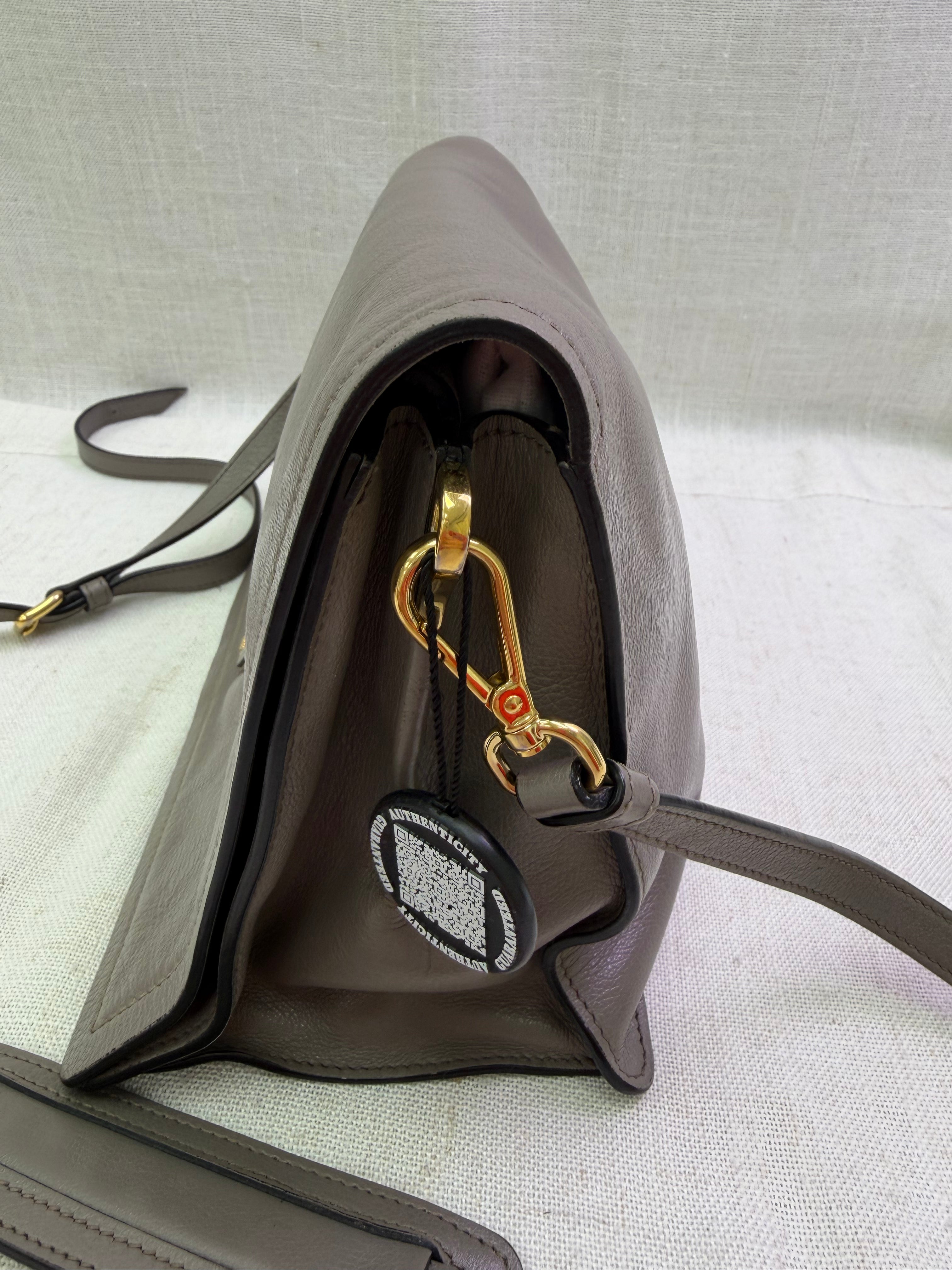 Prada Grey Leather Glace Flap Messenger Bag
