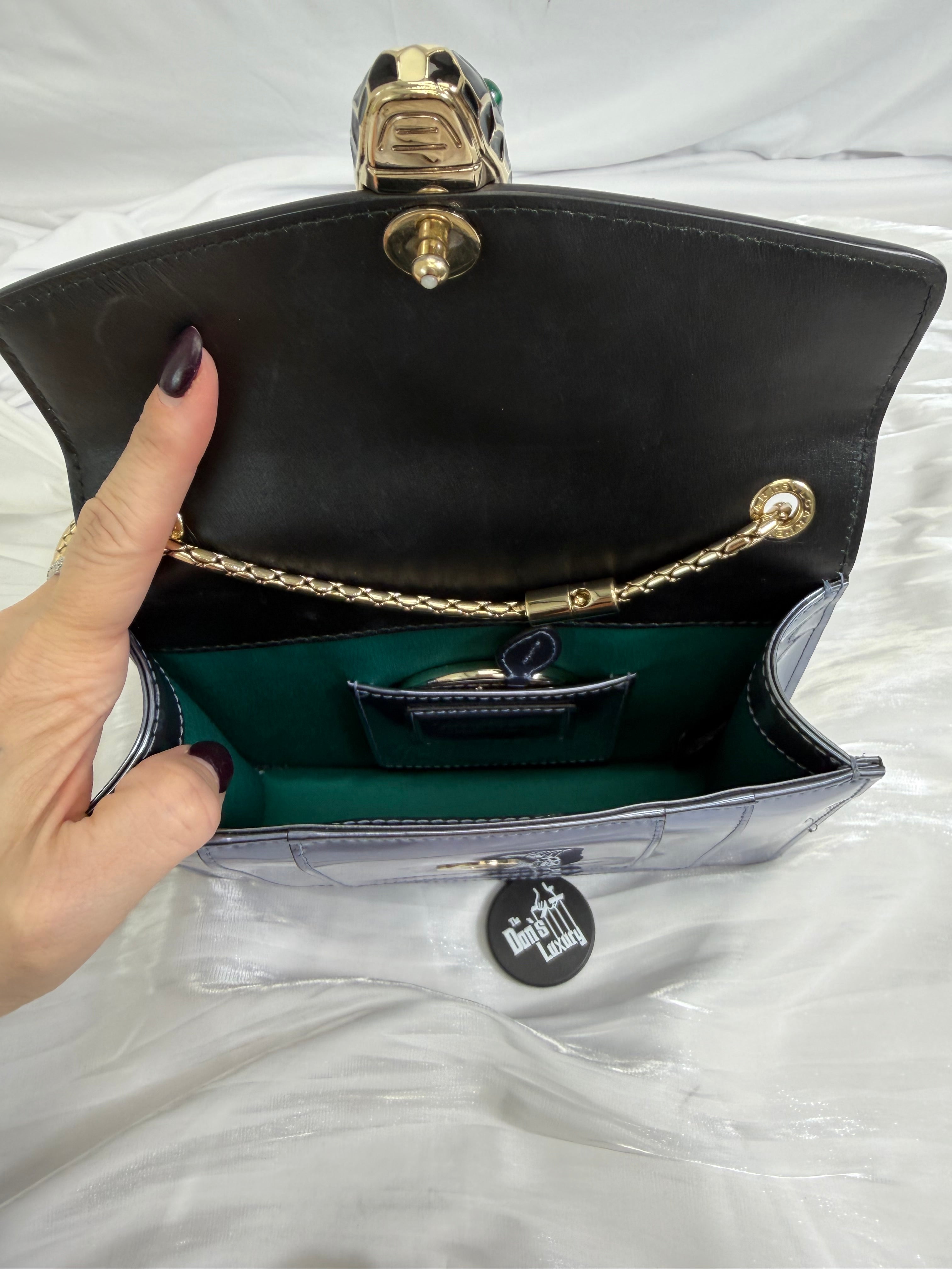 Bvlgari Blue Metallic Blue Calfskin Serpenti Forever Shoulder Bag