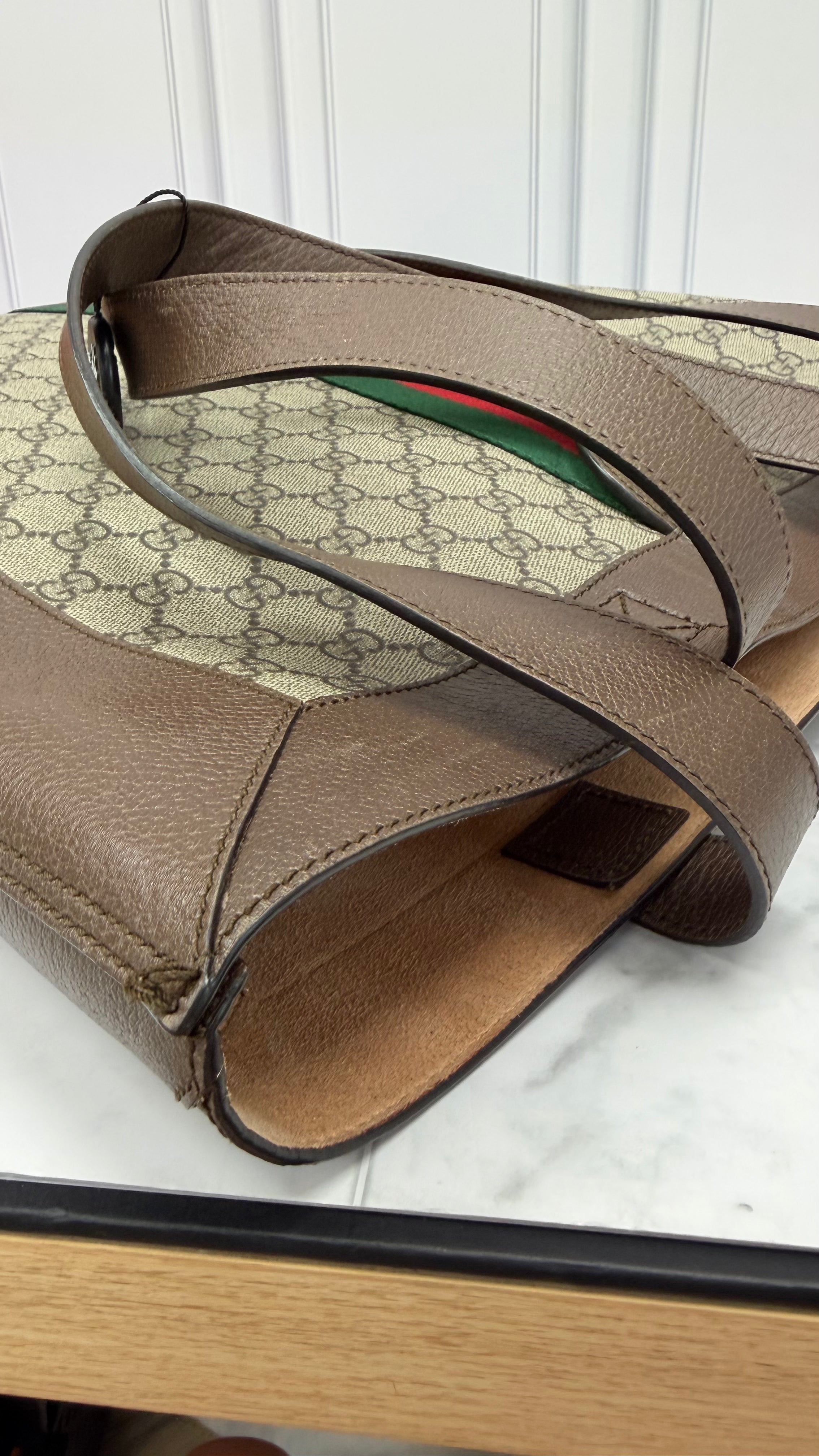 *DONS DROP* Gucci Supreme Canvas & Brown Leather Web Tote & Pouch