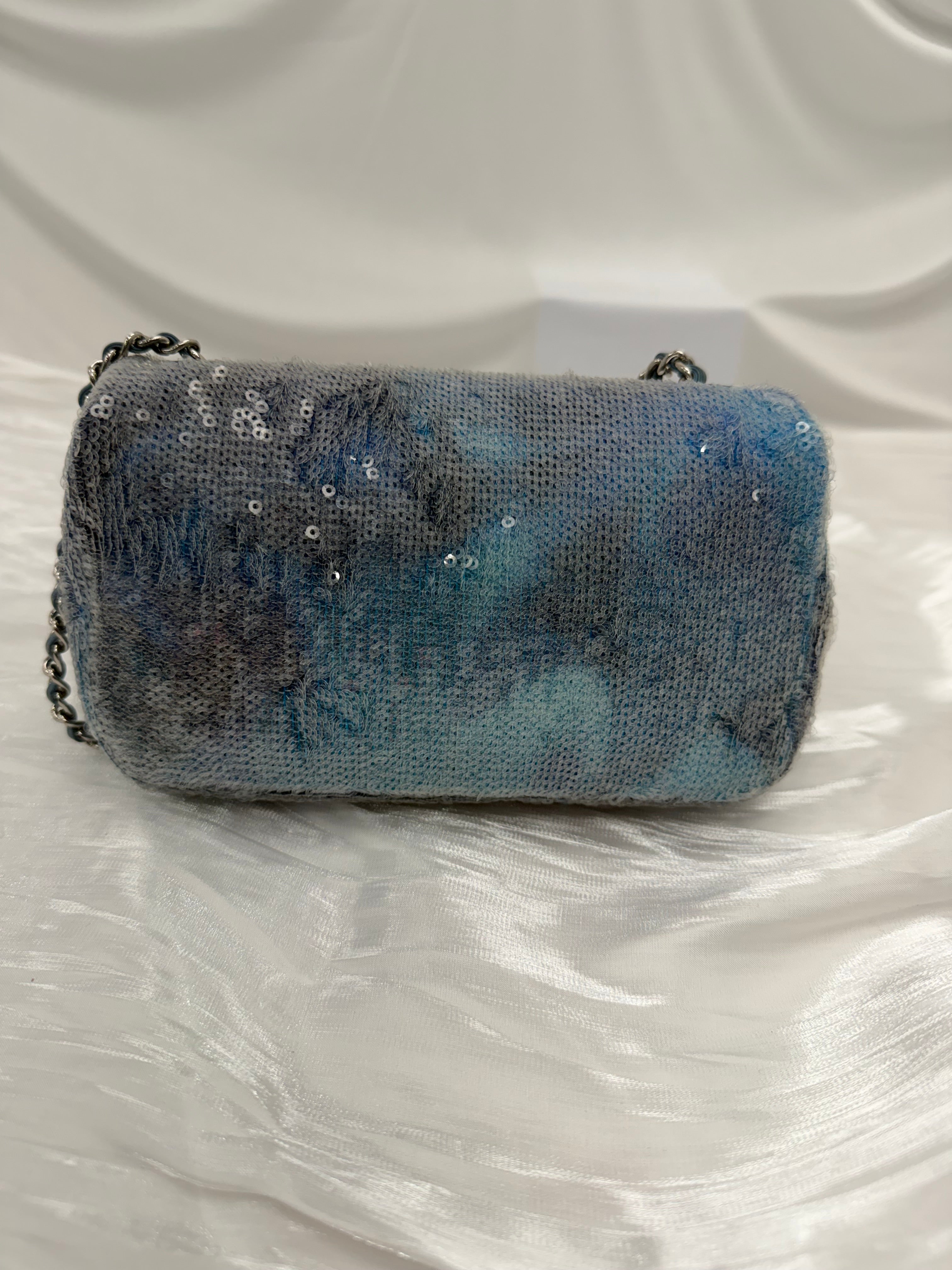 Chanel Blue Sequins Small Waterfall CC Flap Bag