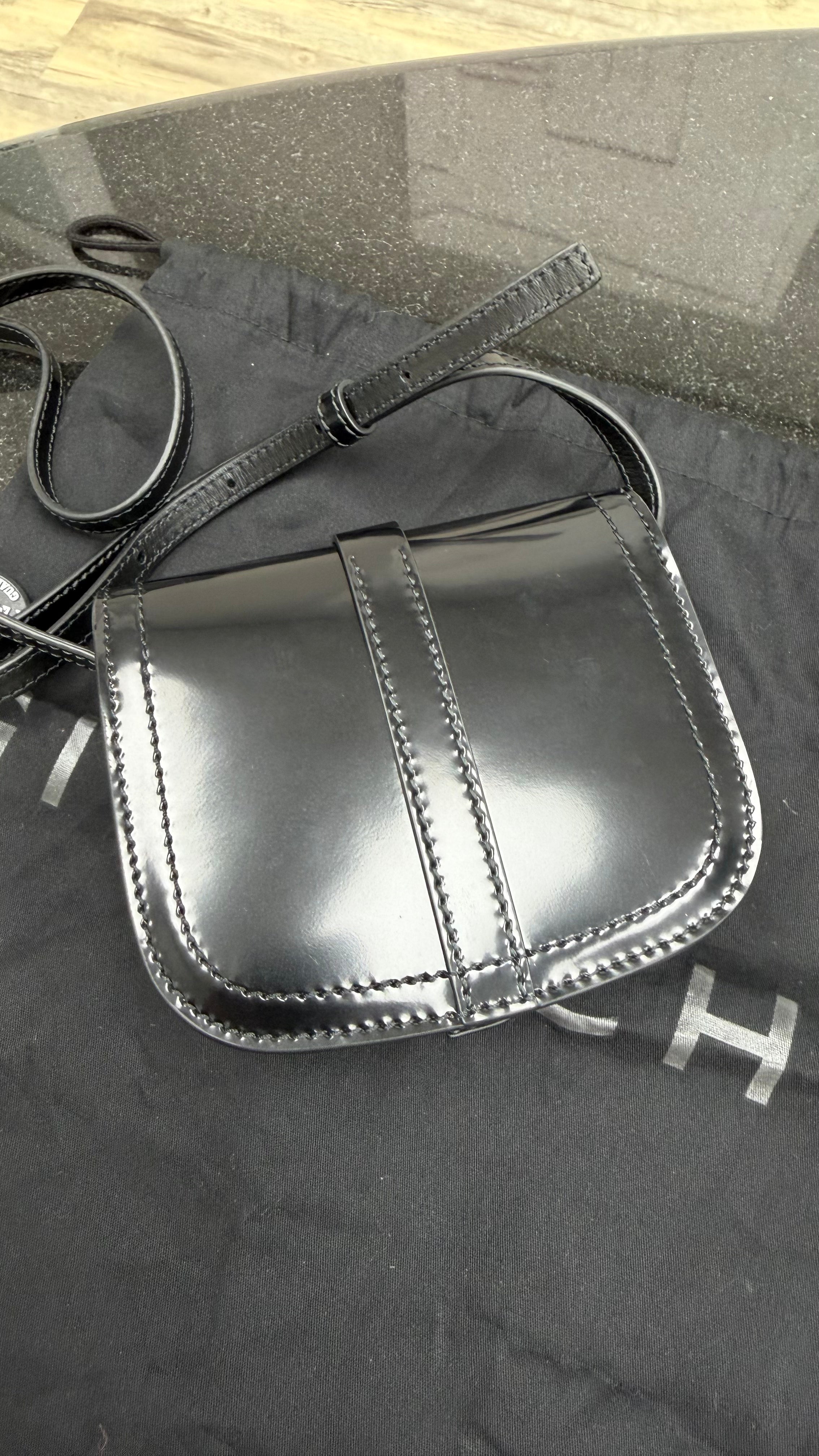 LIKE NEW- Givenchy Black Patent Leather Voyou Neck Crossbody Bag
