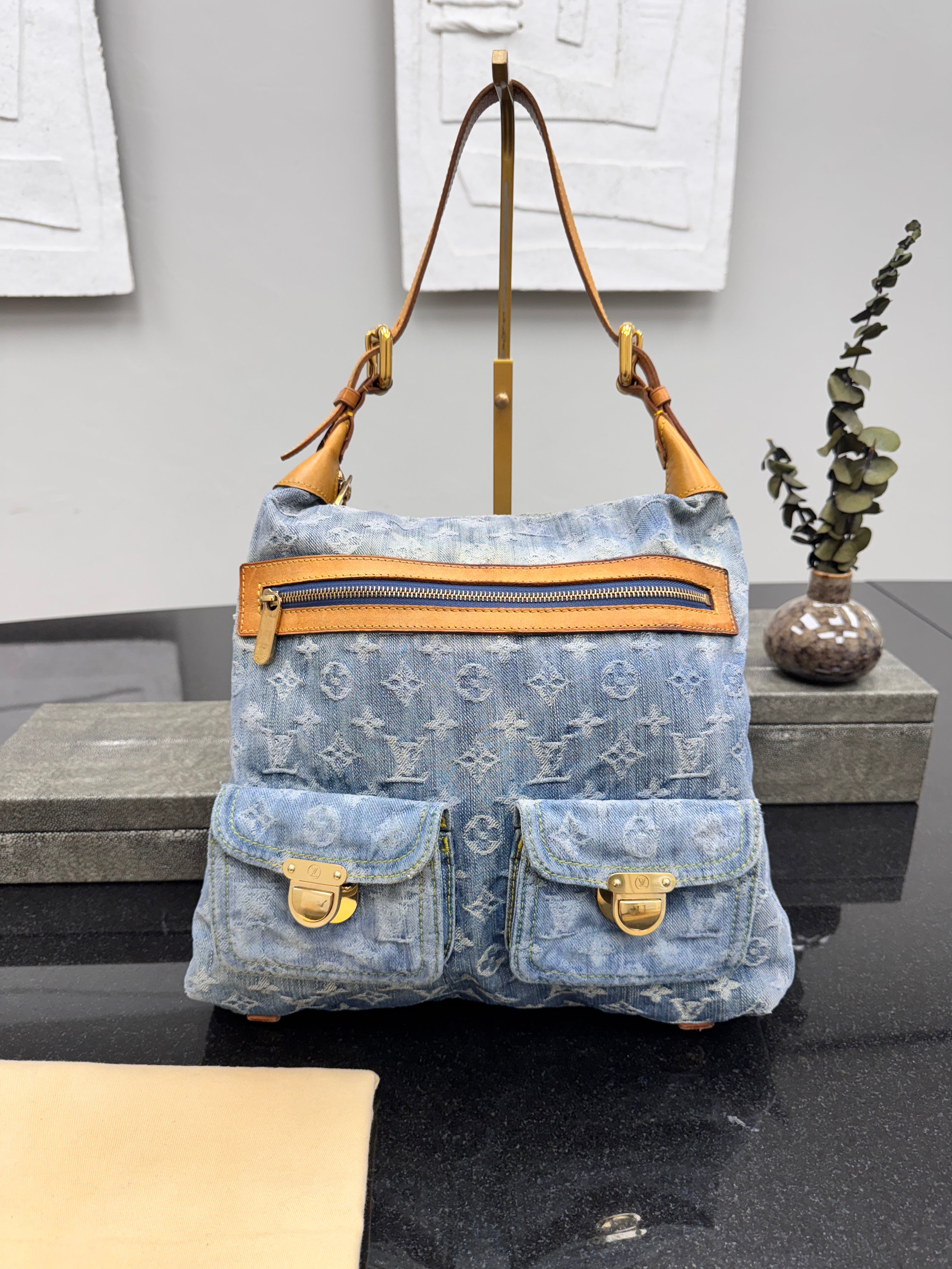 Louis Vuitton Blue Denim Monogram Baggy GM Shoulder Bag