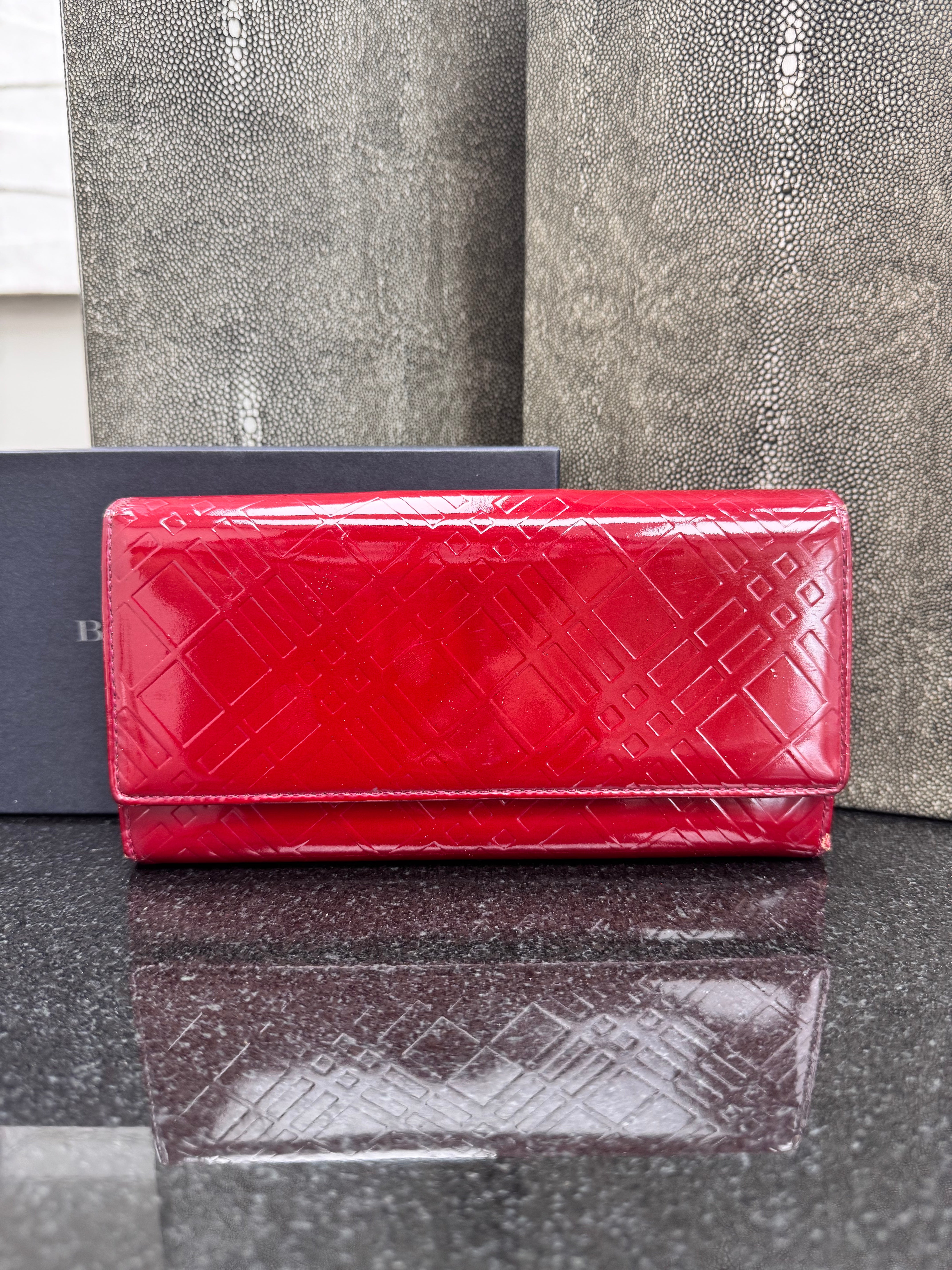 Burberry Red Patent Leather Long Wallet