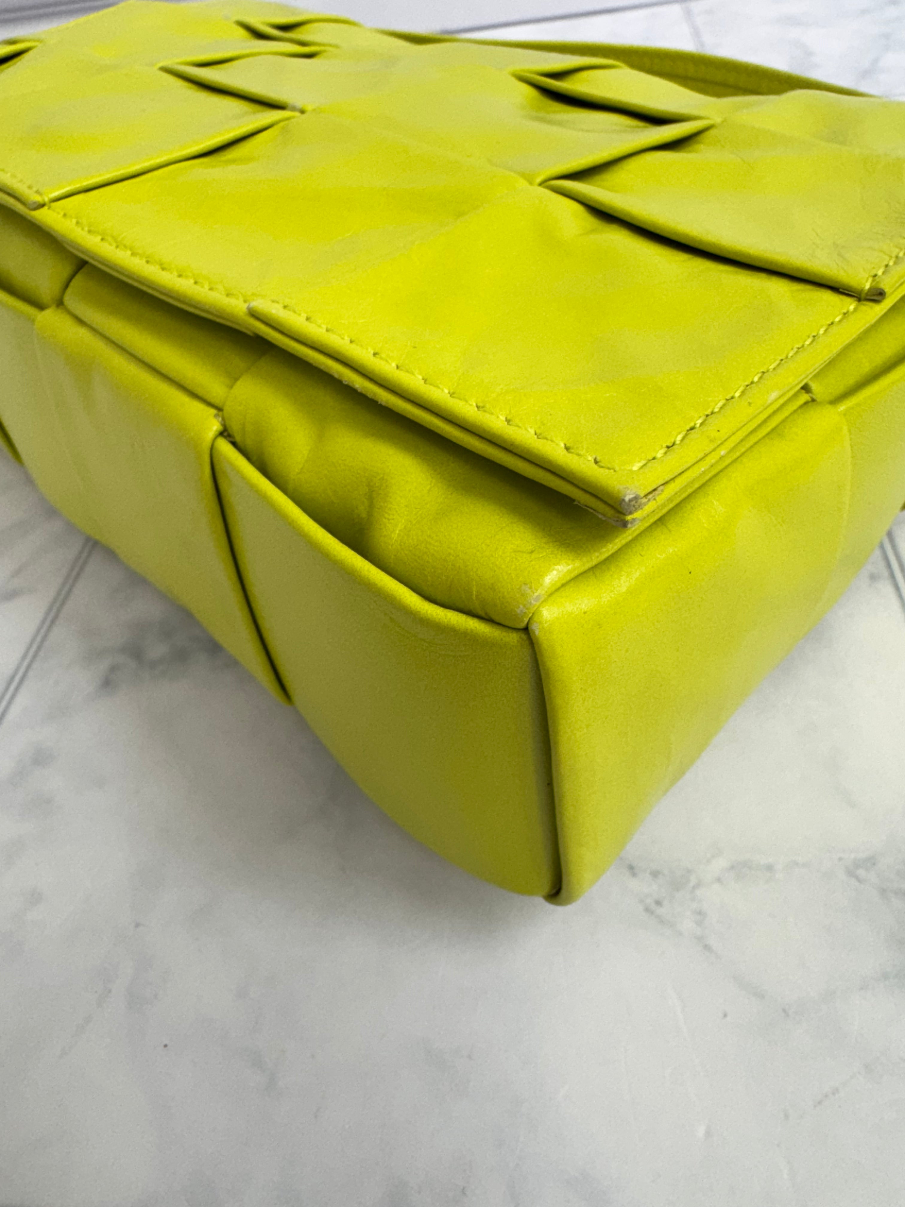 Bottega Veneta Acid Kiwi Maxi Intrecciato Leather Cassette Crossbody Bag