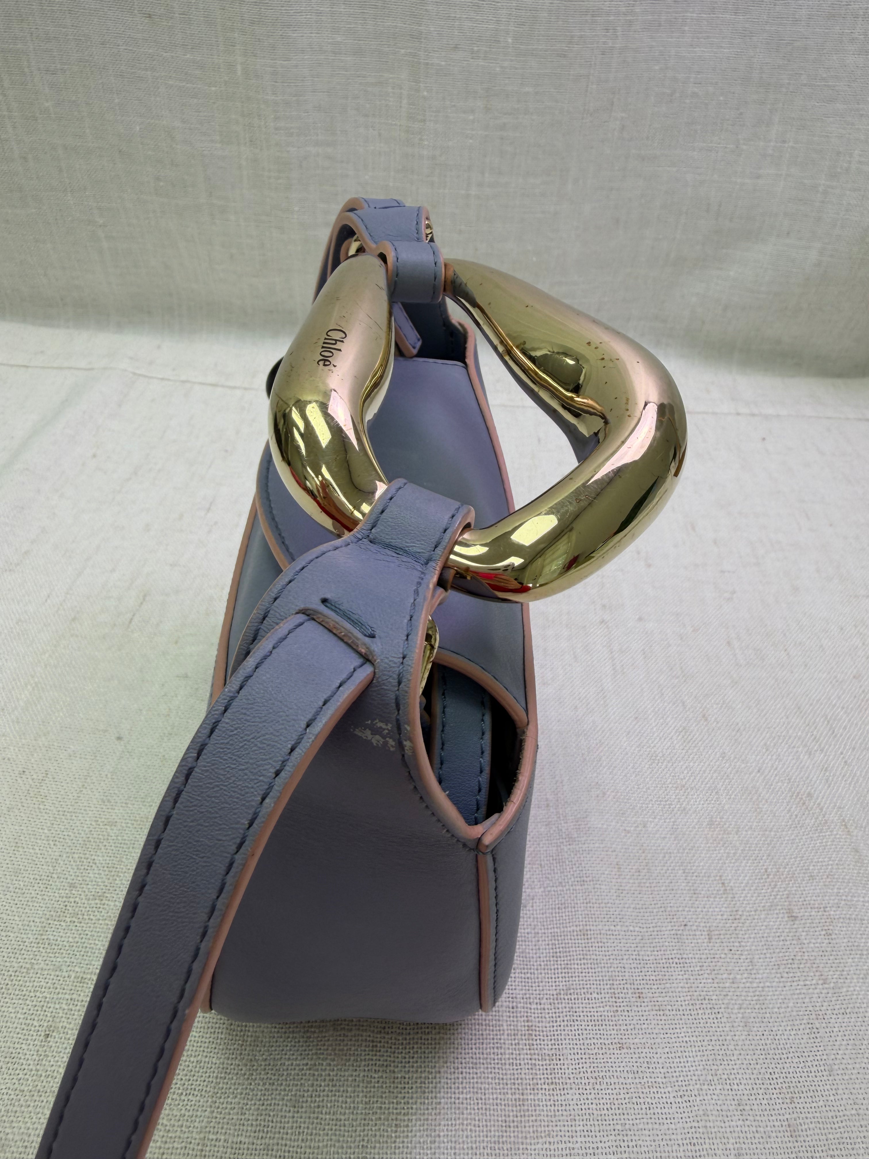 Chloe Blue Leather Small Kiss Bag.