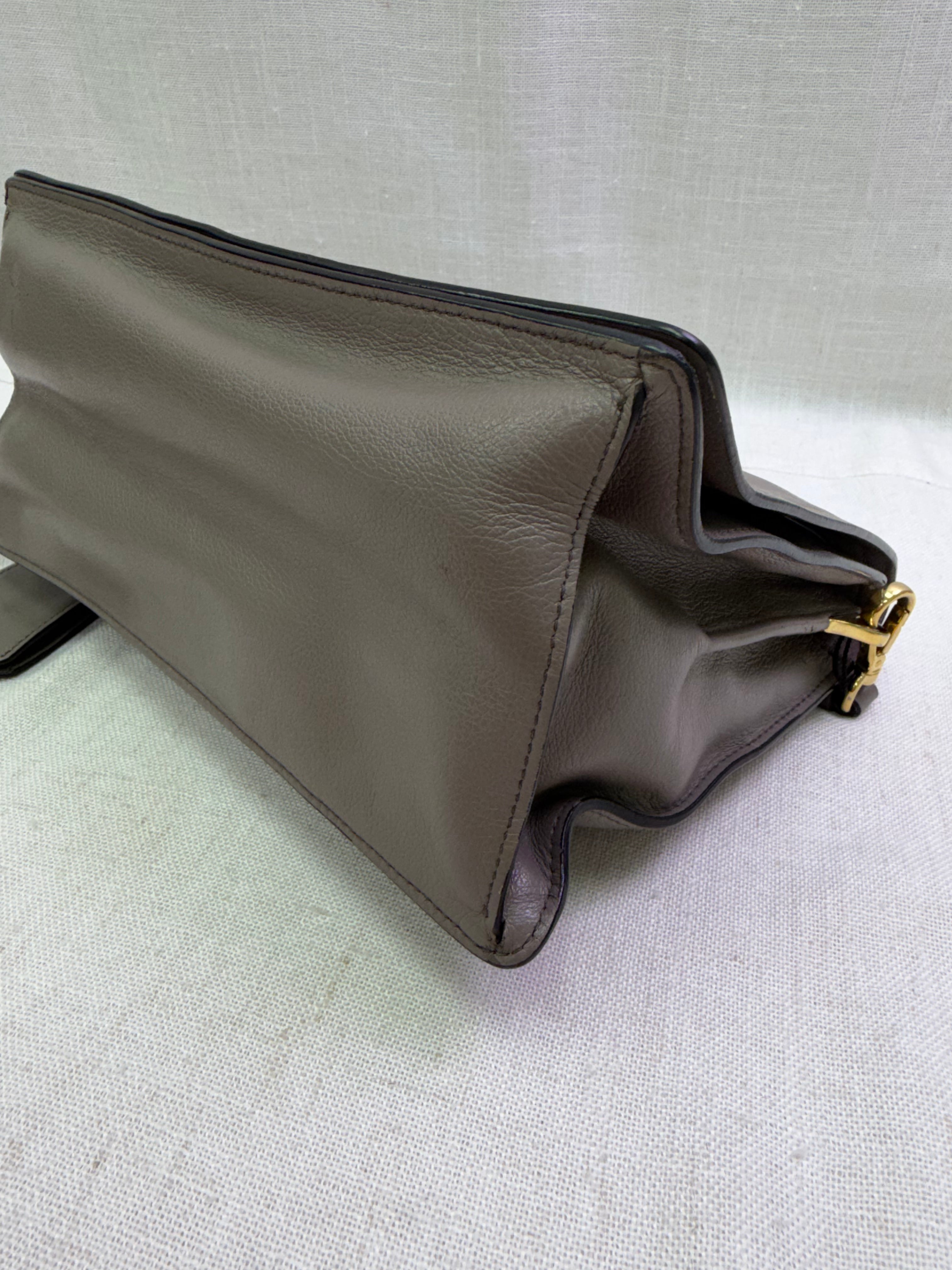 Prada Grey Leather Glace Flap Messenger Bag