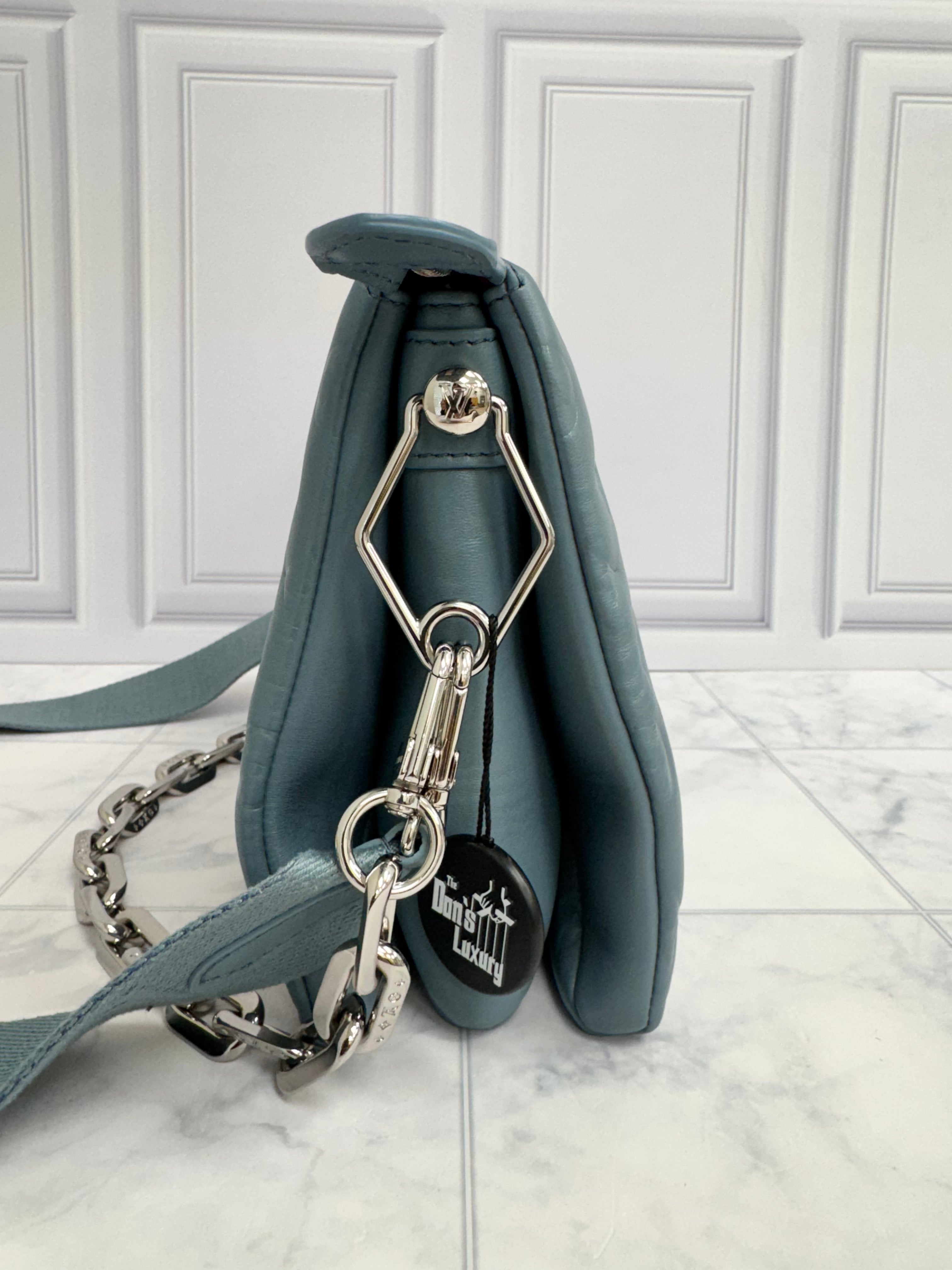 Louis Vuitton Blue Glacier Monogram Embossed Coussin PM