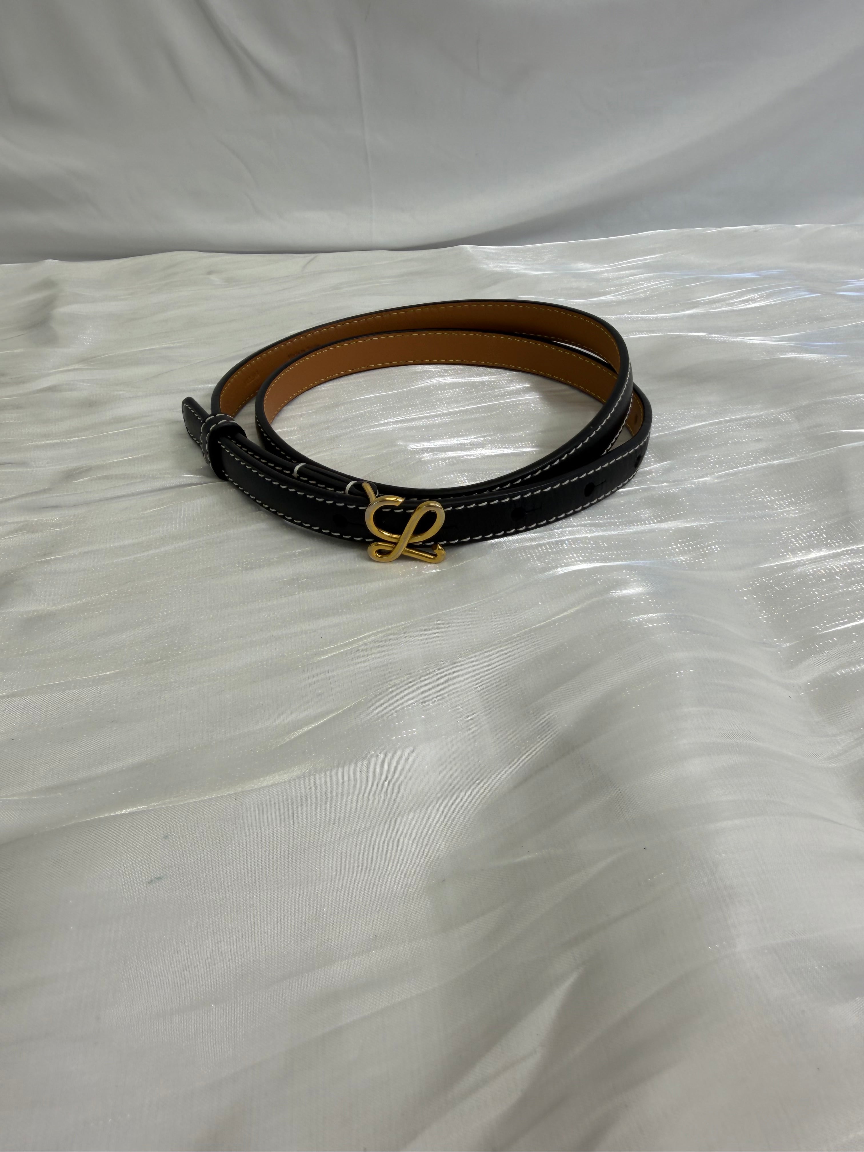 Loewe Black Leather L Buckle Belt 80/32