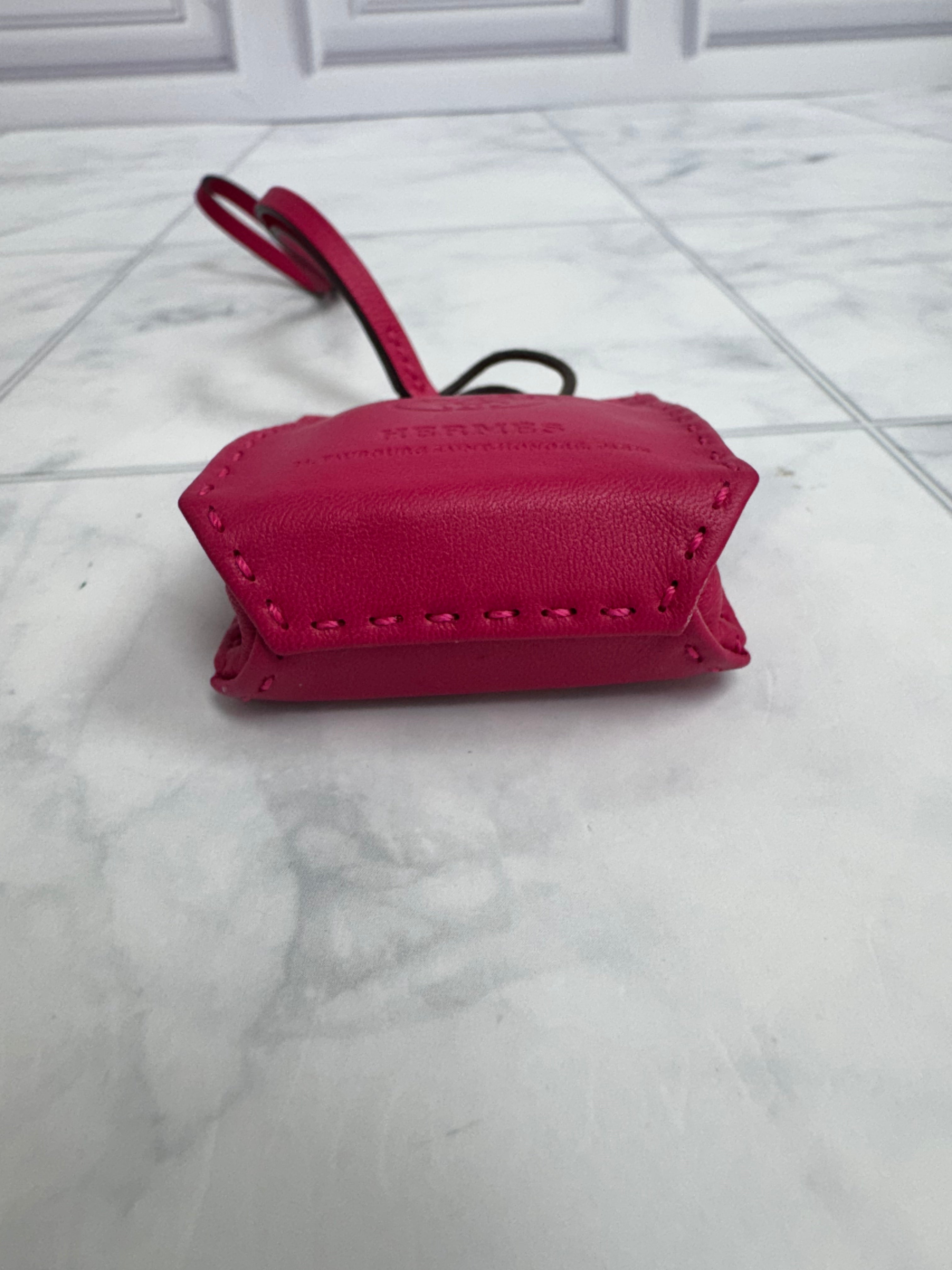 Hermes Rose Mexico Leather Sac Shopping Bag Charm