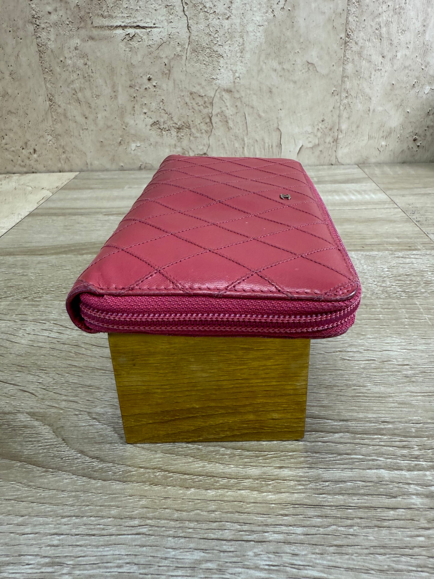 Chanel Pink Quilted Calfskin Zippy Long Wallet