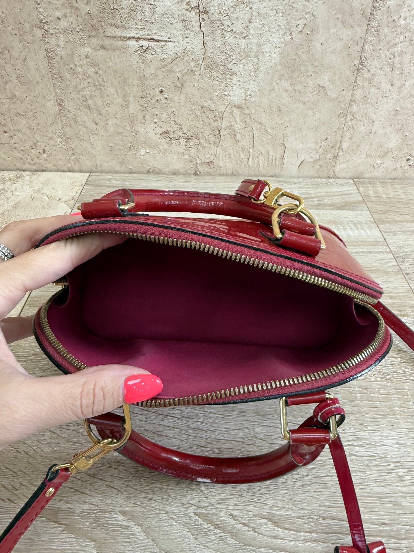 Louis Vuitton Red Vernis Patent Leather Alma BB