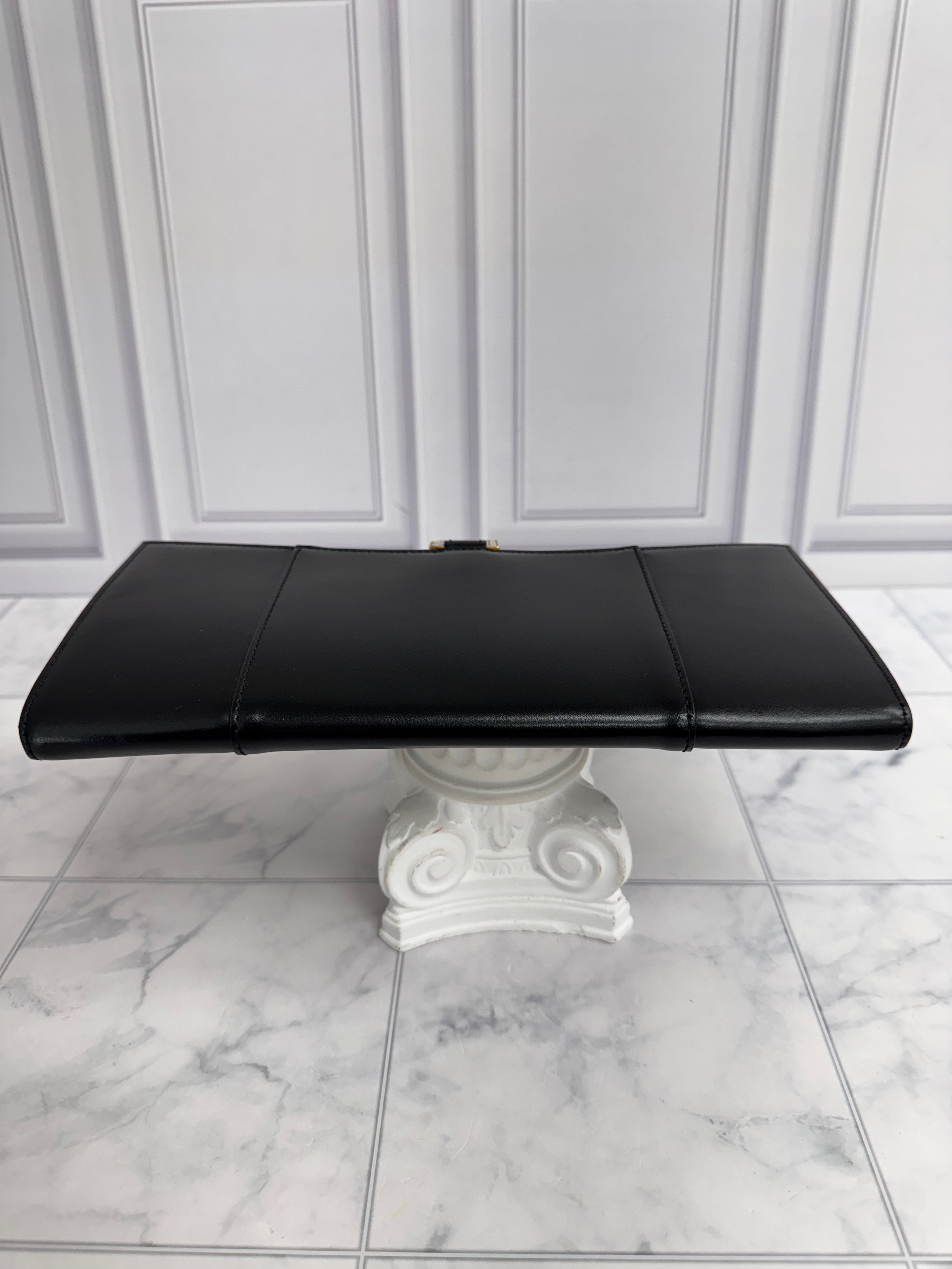 Balenciaga Black Leather Flat Hourglass Clutch