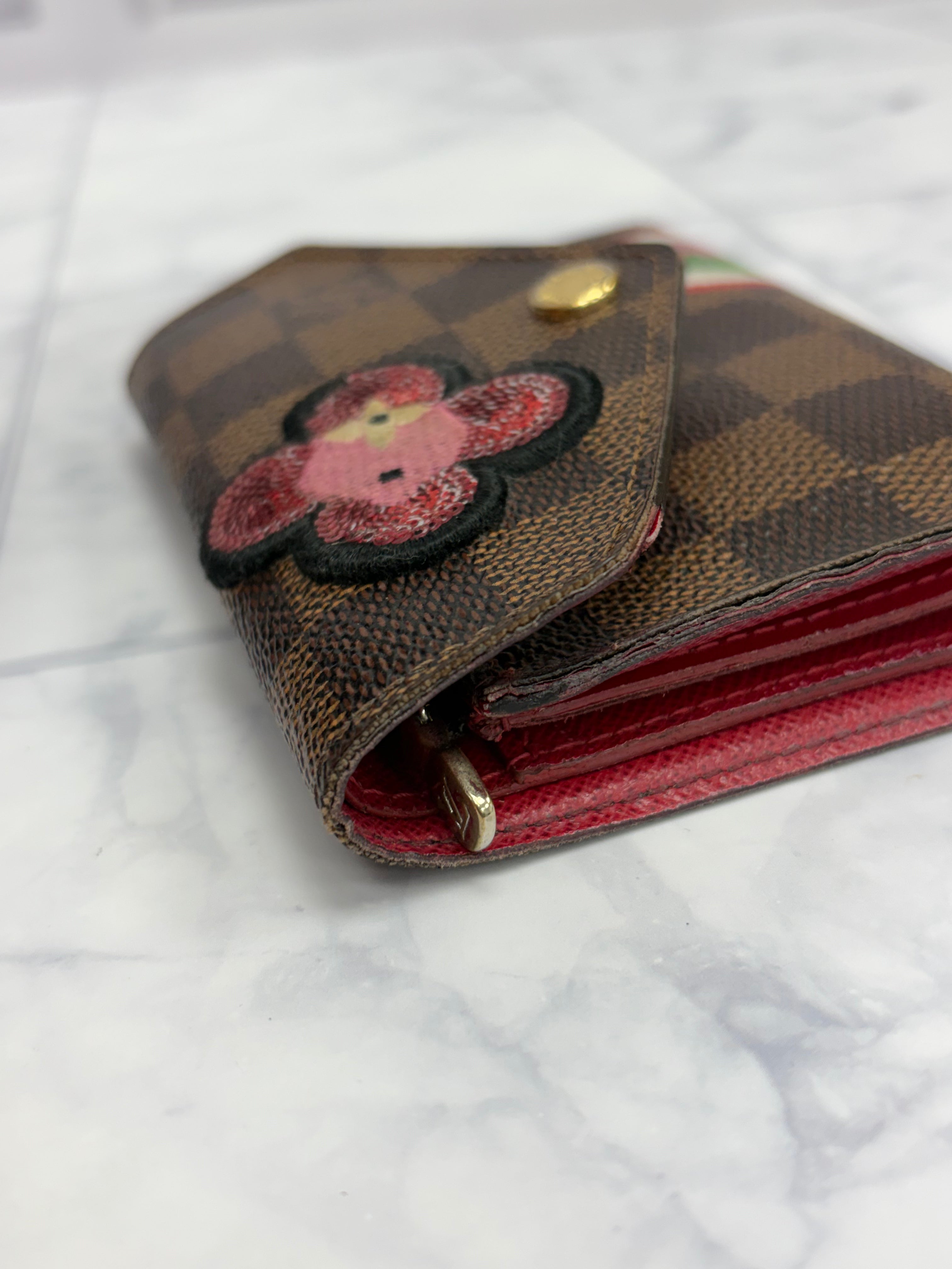 Louis Vuitton Damier Ebene Stories Patches Victorine Wallet