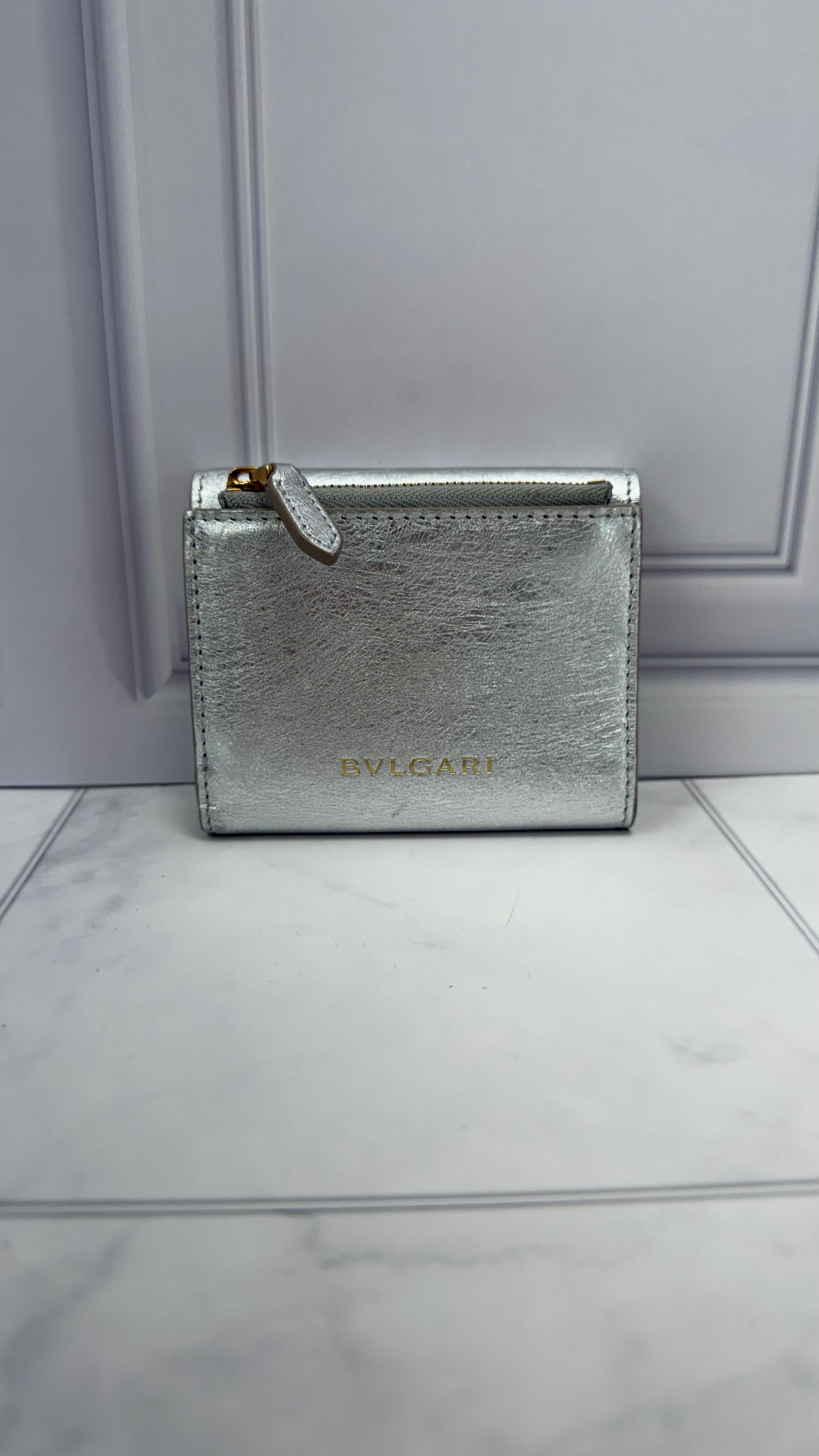 *DONS DROP* Bvlgari Silver Leather Serpenti Forever Compact Wallet