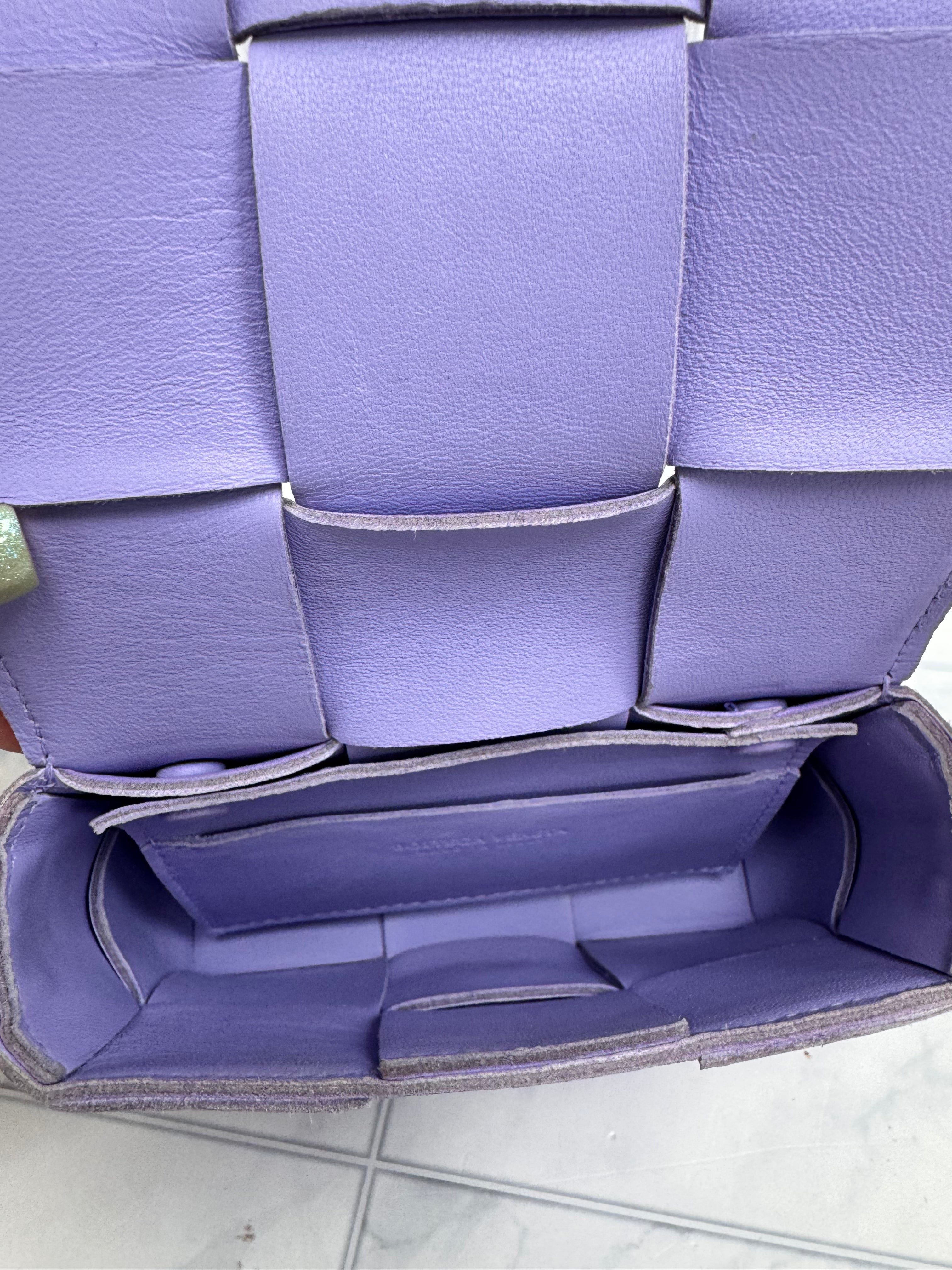 Bottega Veneta Light Purple Intrecciato Leather Mini Cassette Crossbody Bag