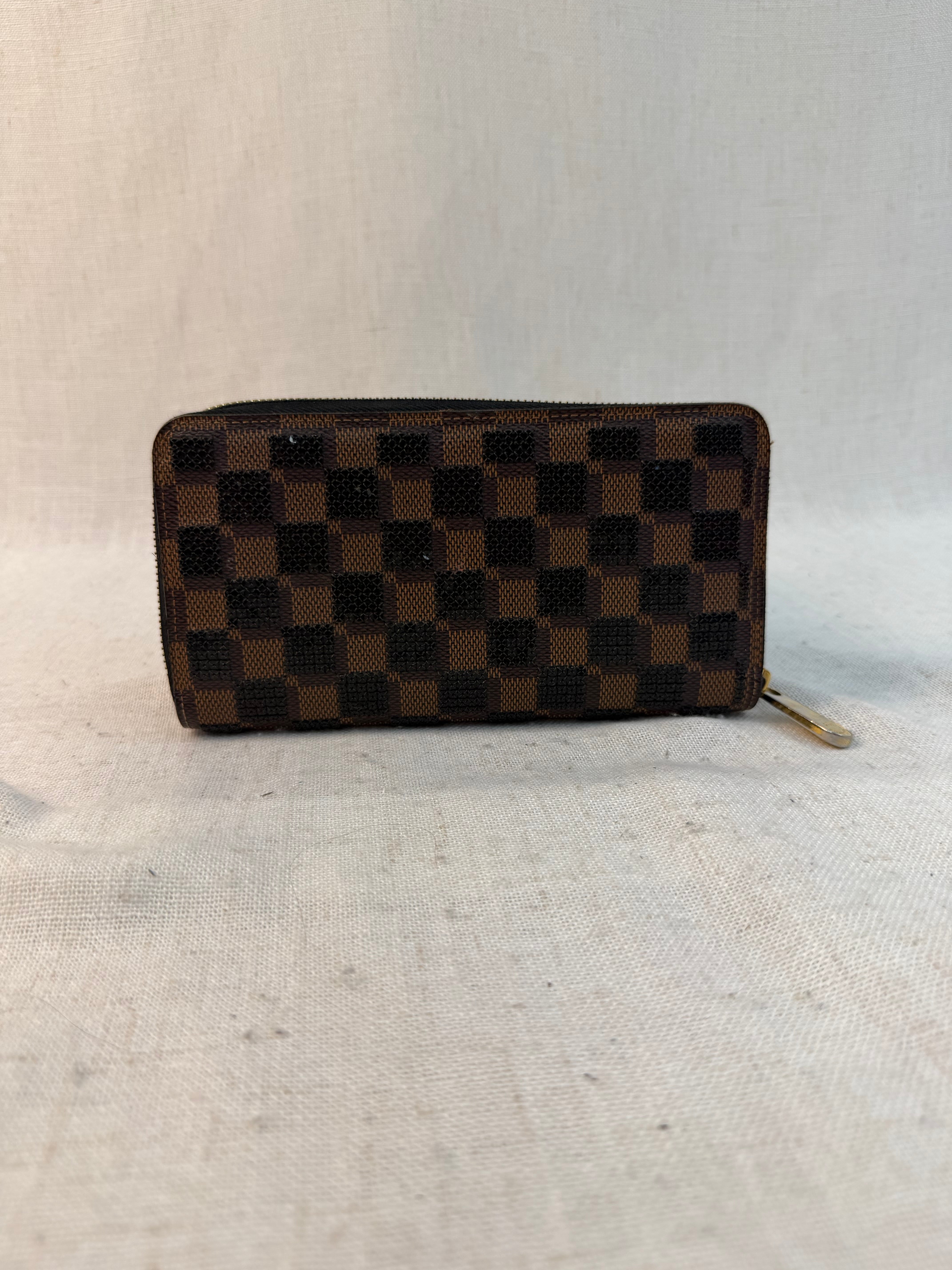 Louis Vuitton Limited Edition Damier Ebene Black Sequin Zippy Wallet
