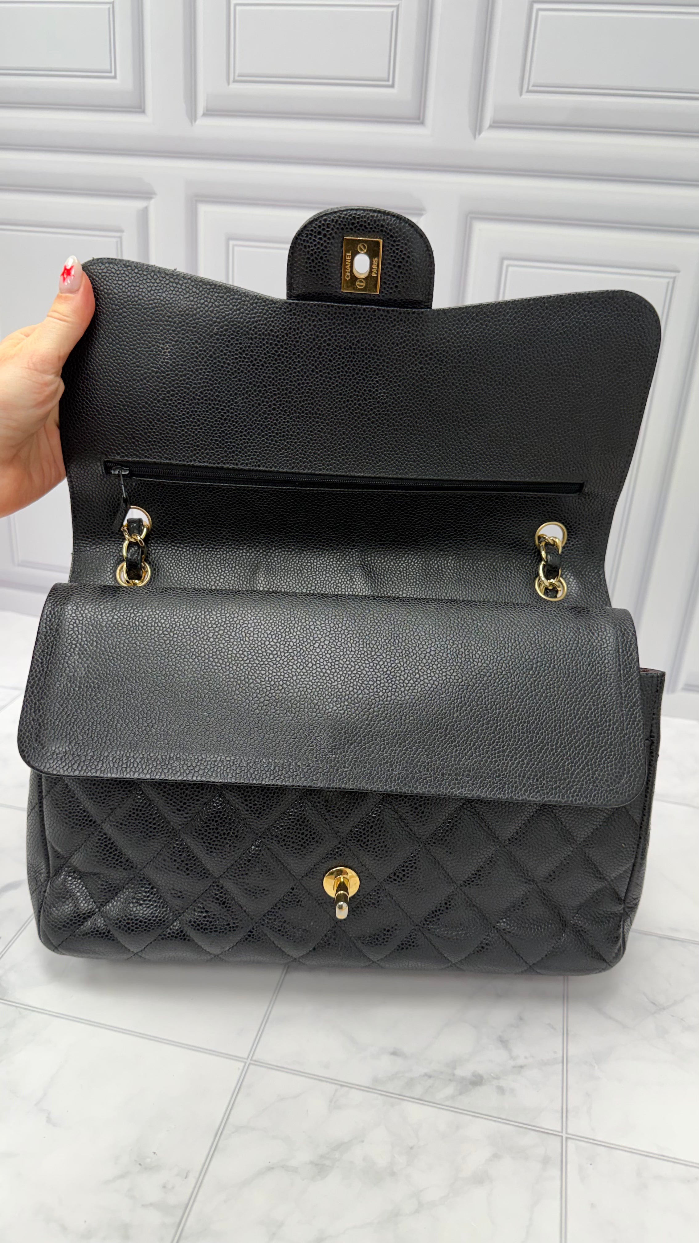 *DONS DROP* Chanel Black Caviar Leather Jumbo Classic Double Flap Bag