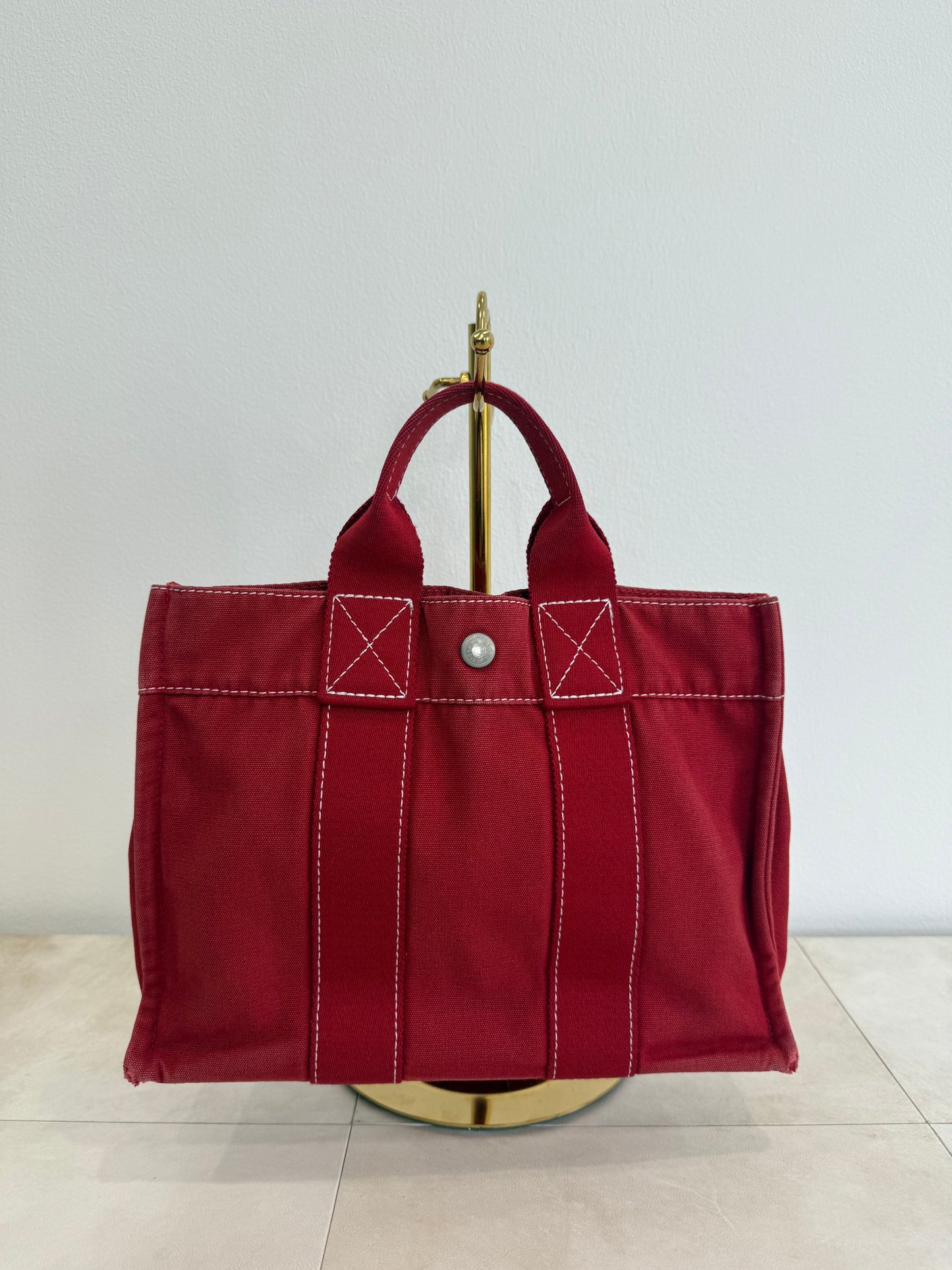 Hermes Red Canvas PM Handbag