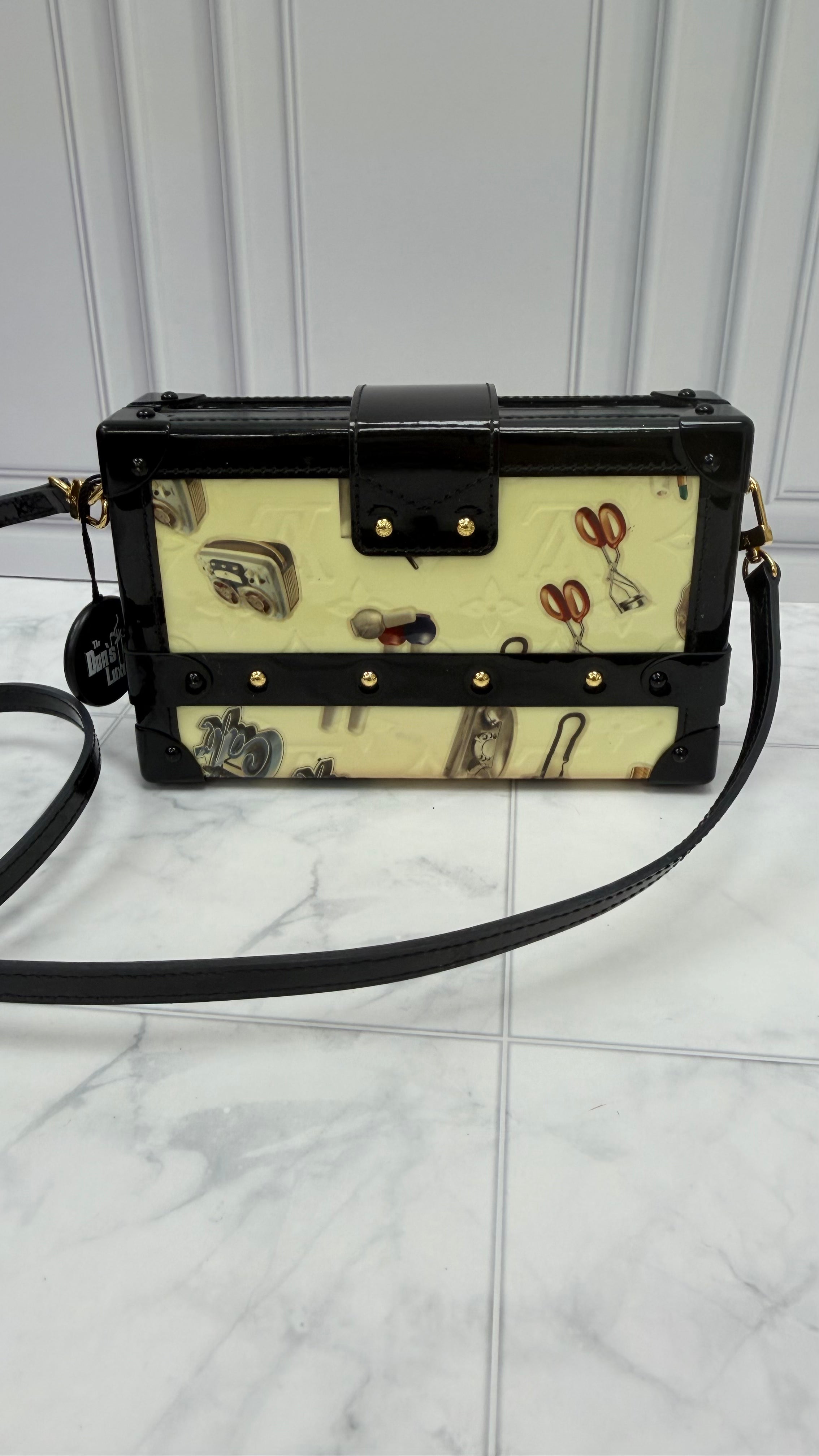 *DONS DROP* Louis Vuitton White Stickers Vernis Petite Malle Trunk Bag