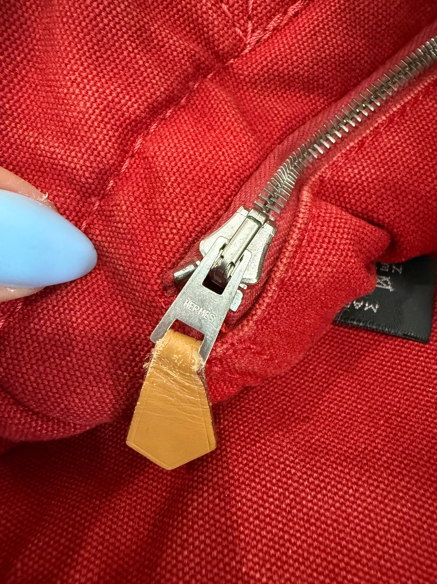 Hermes Red Canvas PM Handbag