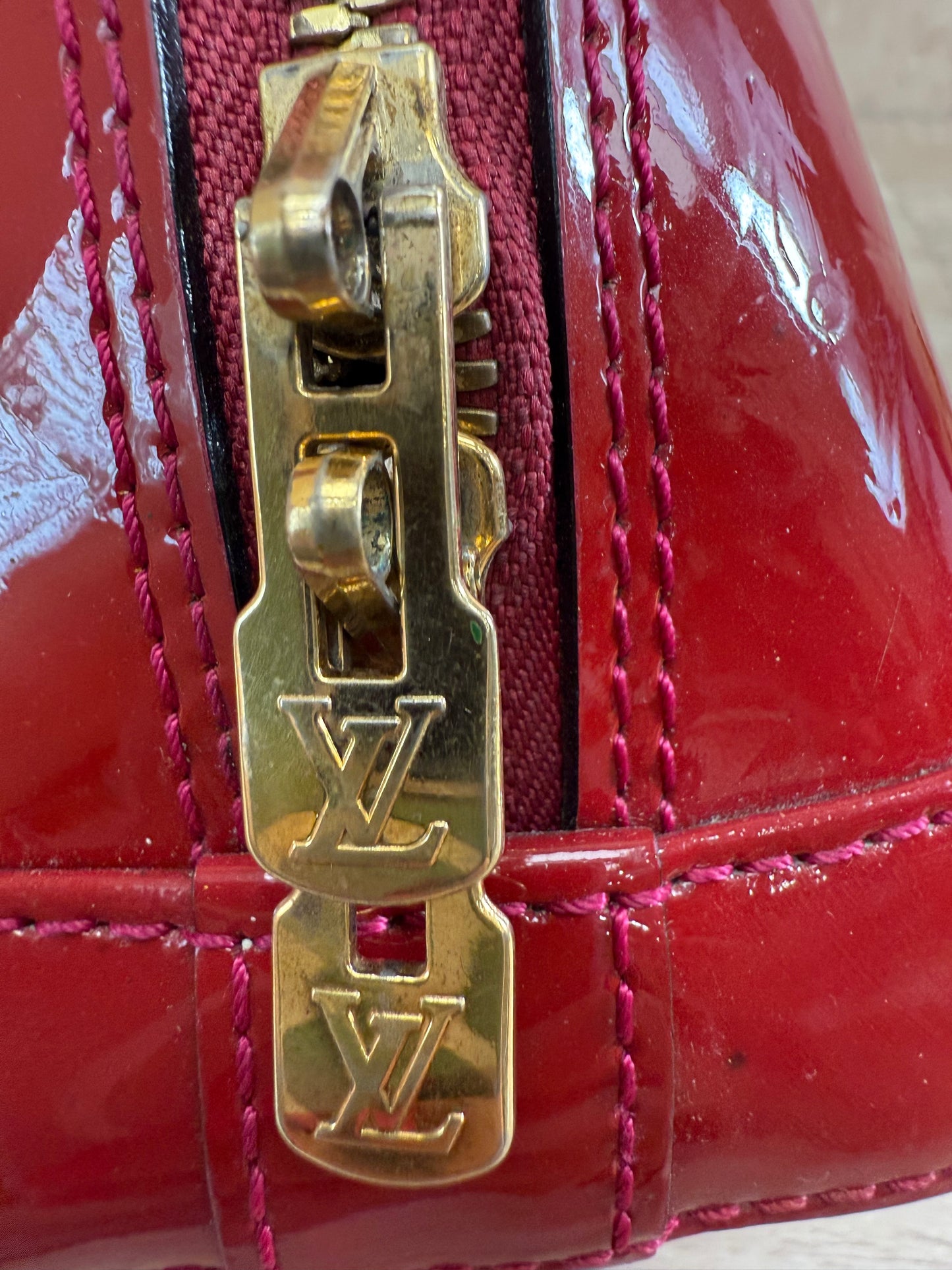 Louis Vuitton Red Vernis Patent Leather Alma BB