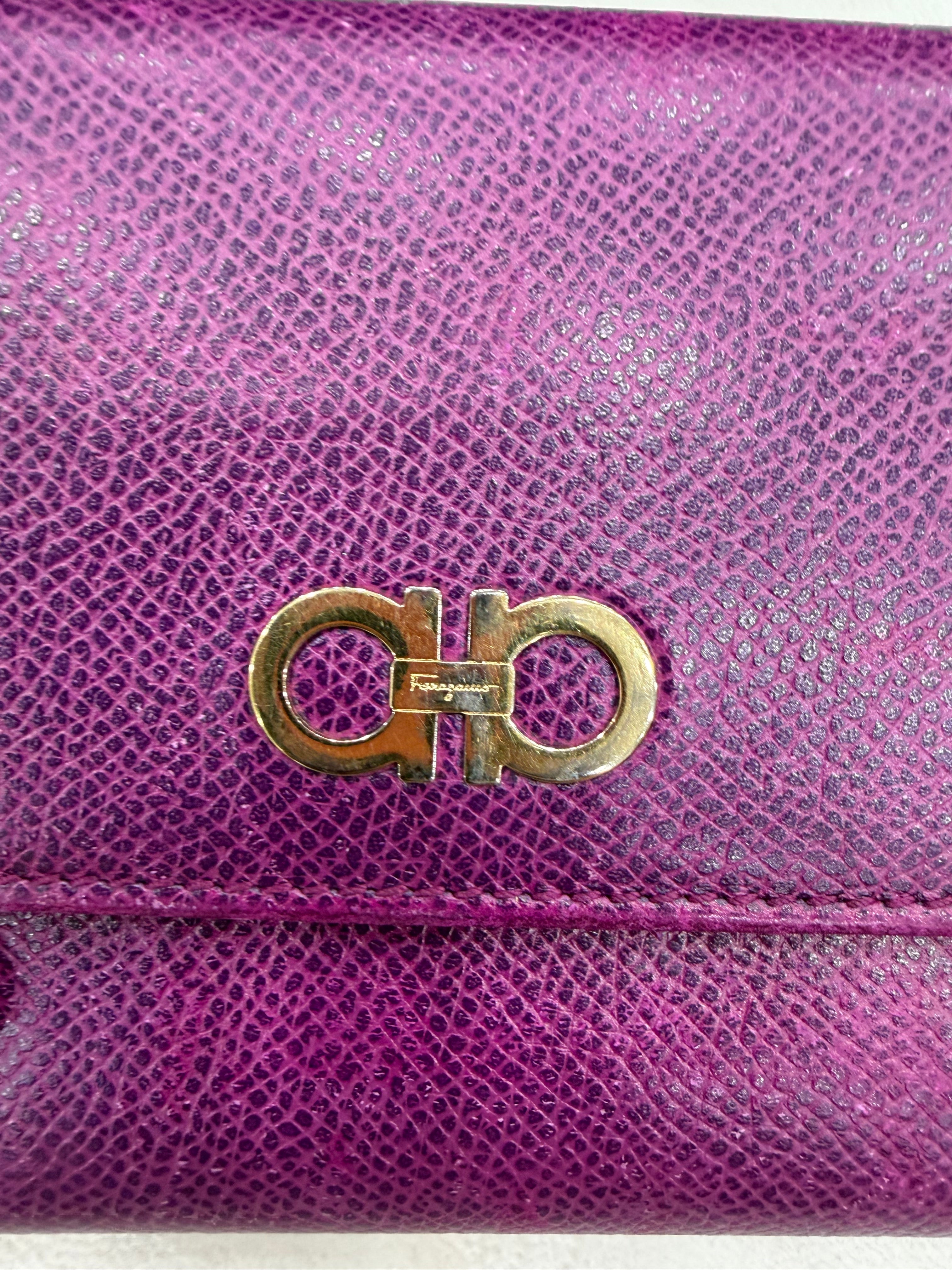 Salvatore Ferragamo Purple Leather Long Wallet