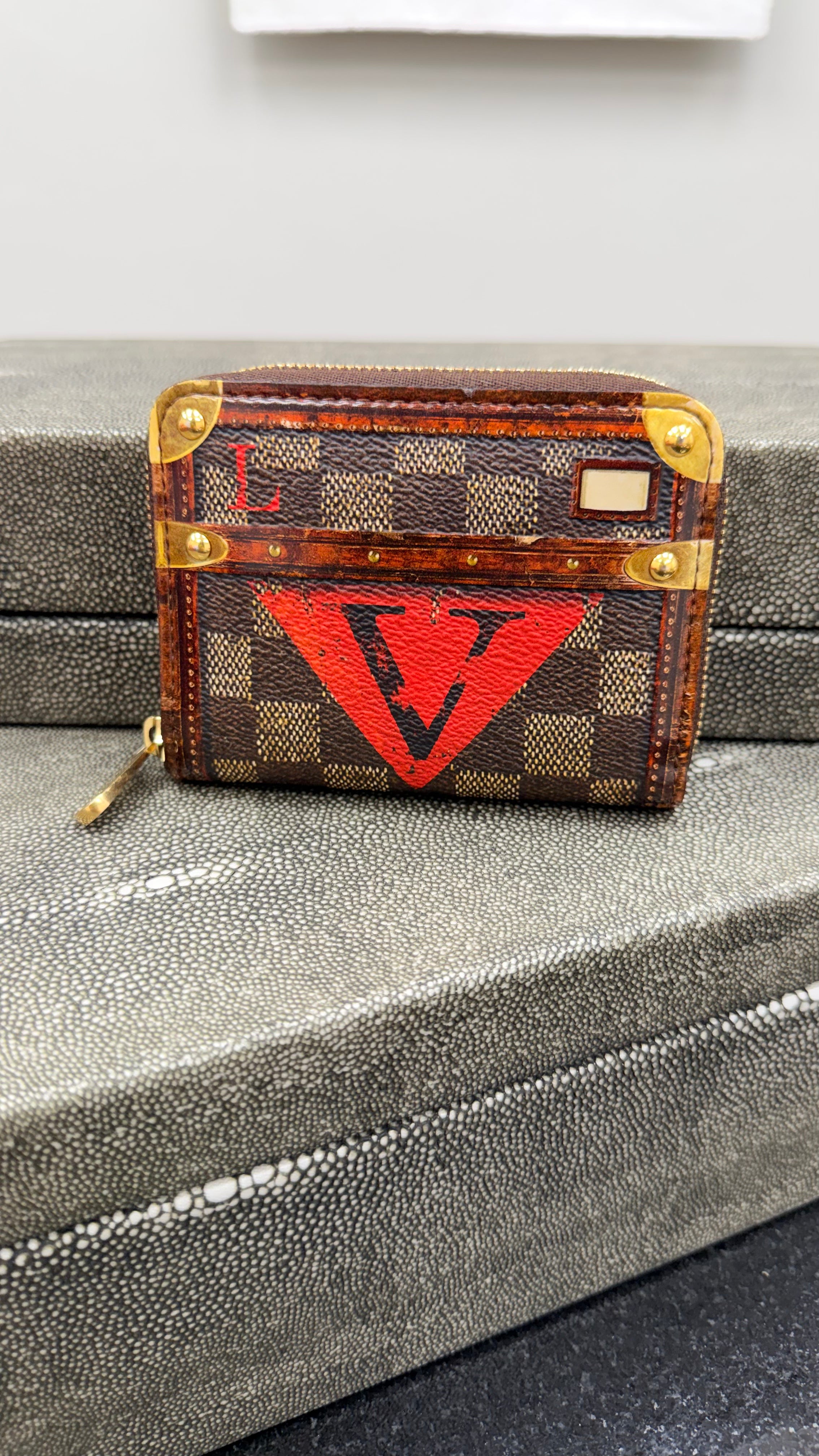 Louis Vuitton Damier Ebene Time Trunk Compact Zippy Wallet