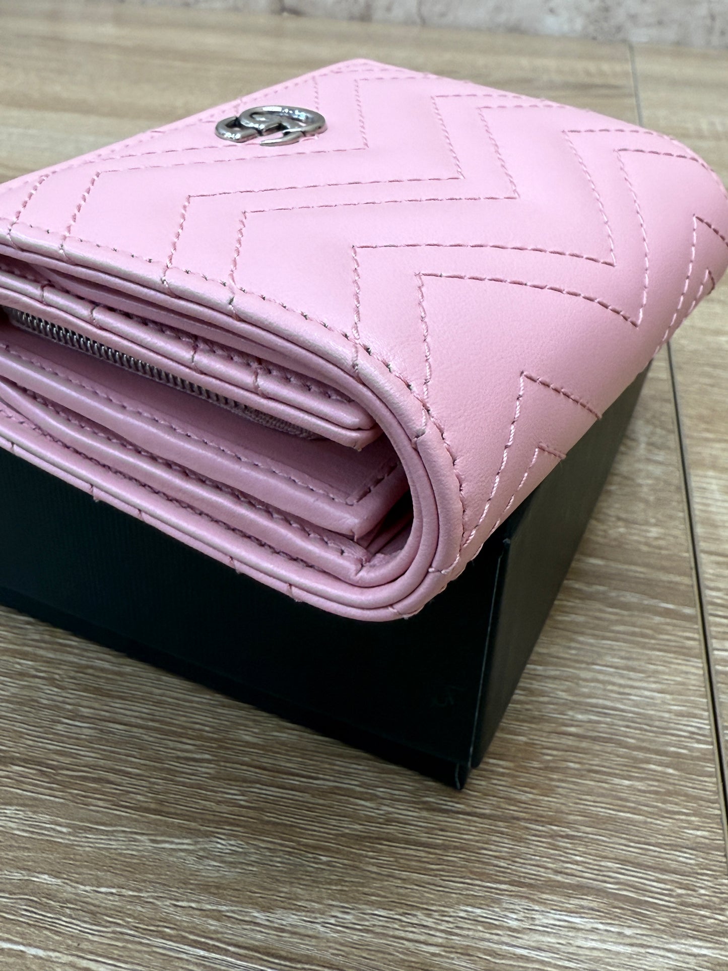Gucci Pink Quilted Leather Marmont Compact Wallet