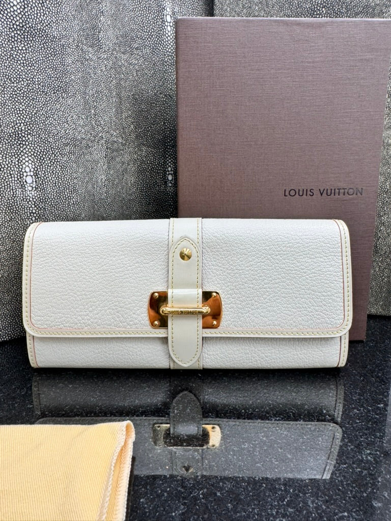 Louis Vuitton White Grained Leather Le Favori Long Wallet