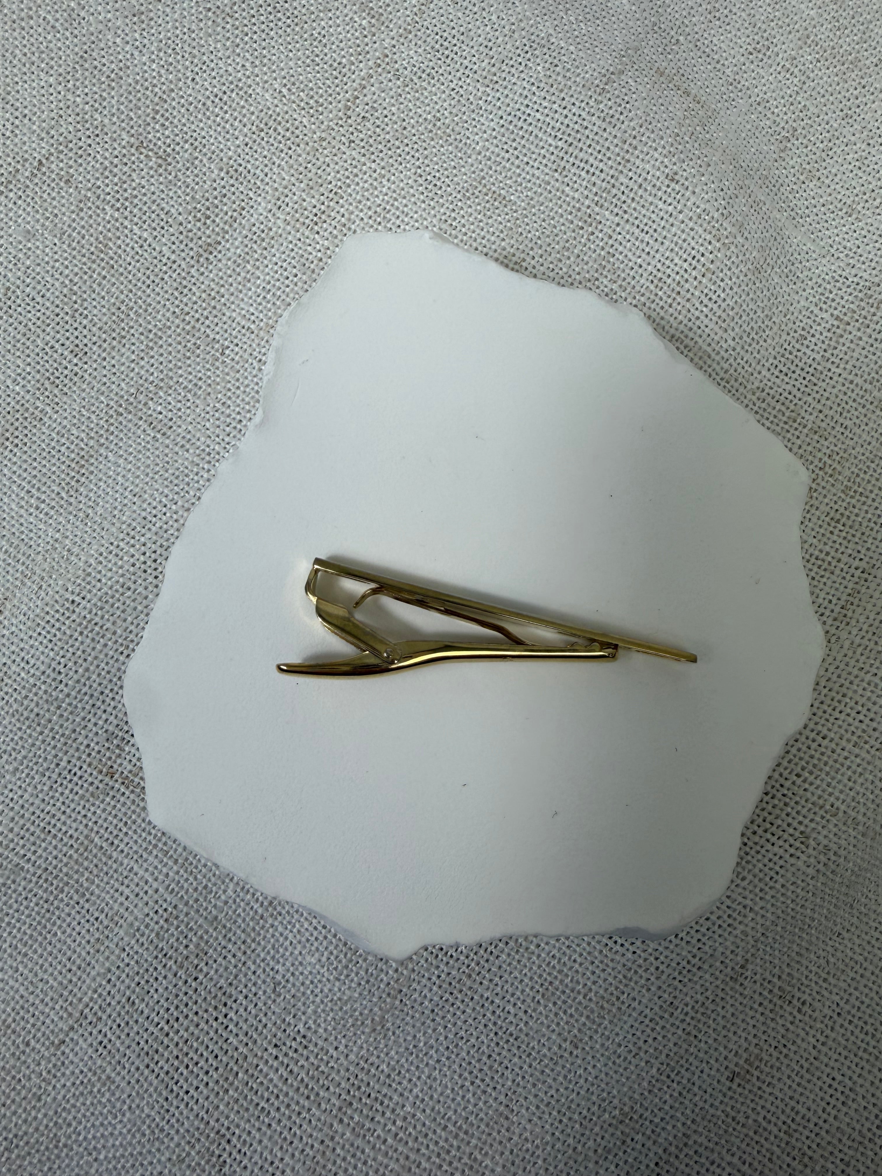 Saint Laurent YSL Gold Tone Tie Clip