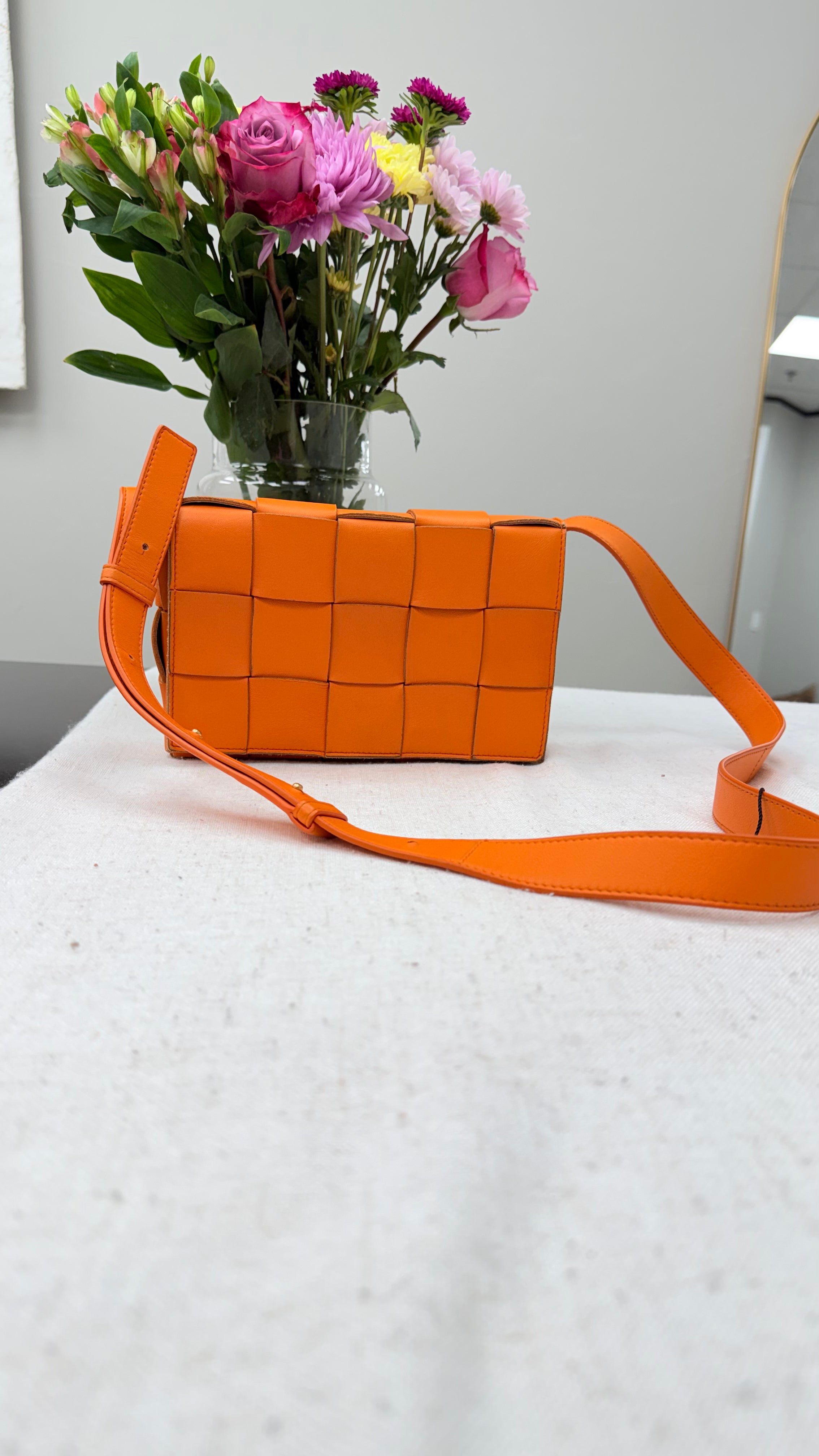 *DONS DROP* Bottega Veneta Orange Intrecciato Leather Cassette Bag