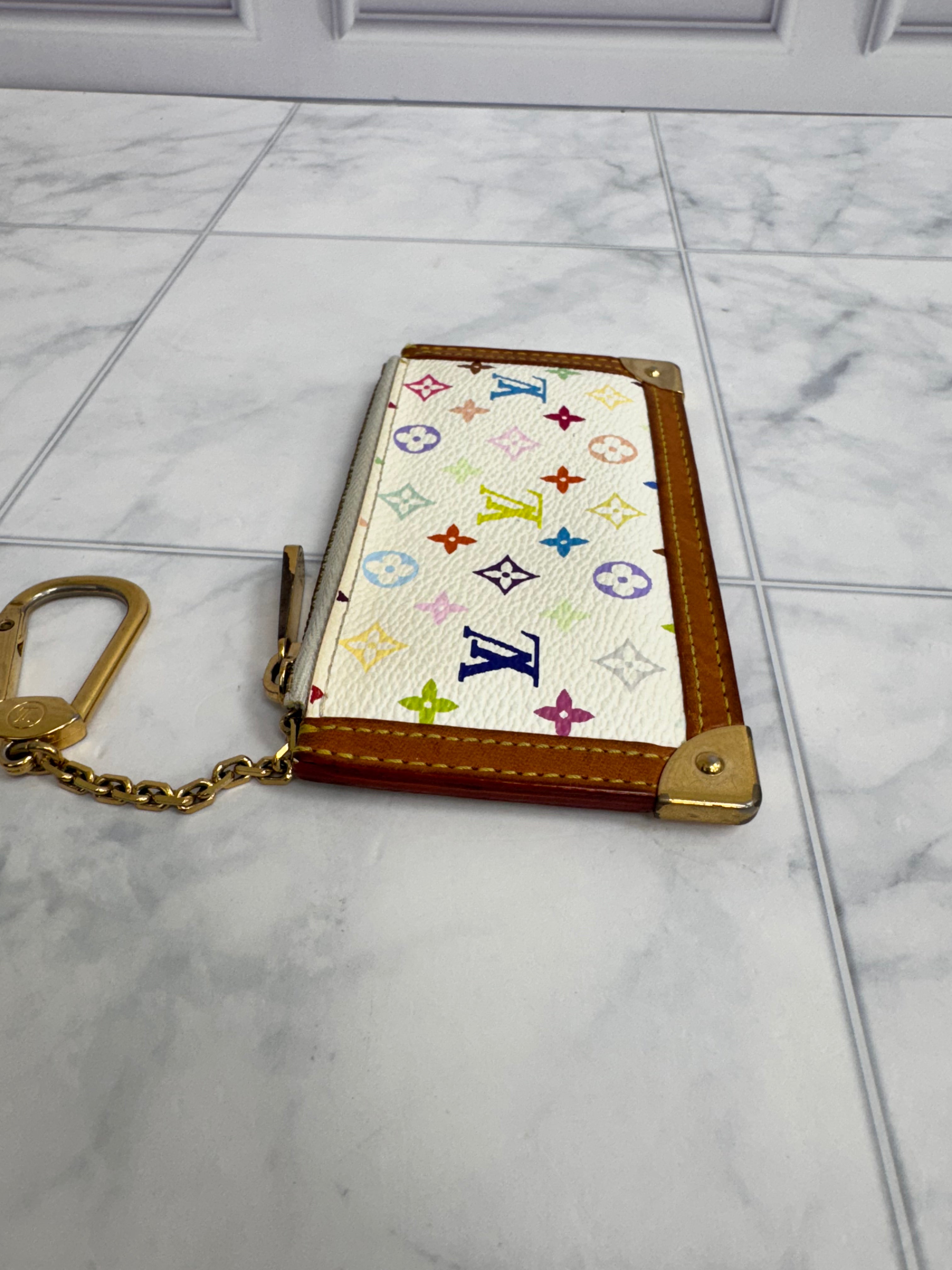 Louis Vuitton White Multicolor Pochette Key Cles