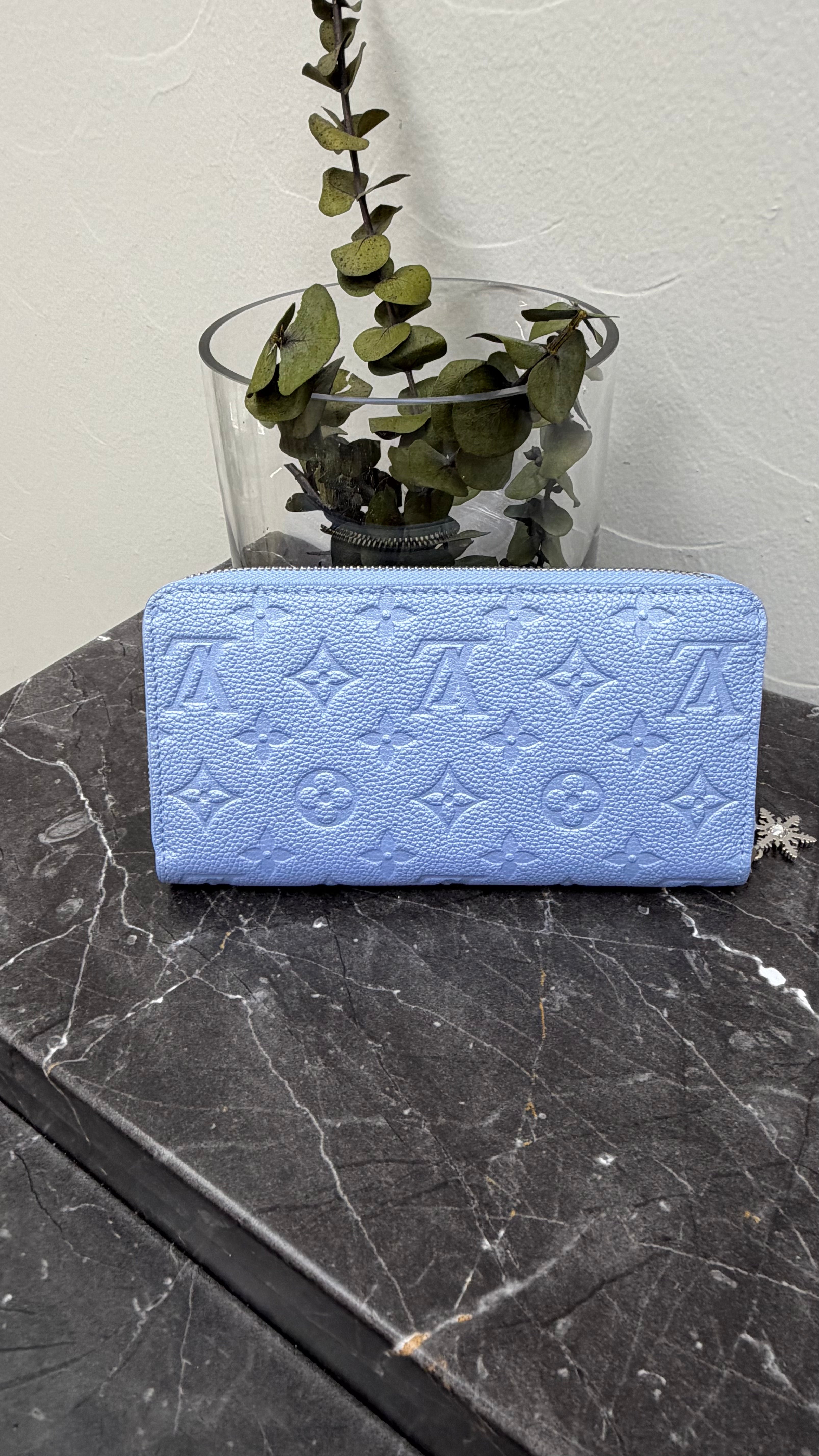 BRAND NEW- Louis Vuitton Blue Frost Empreinte Zippy Wallet