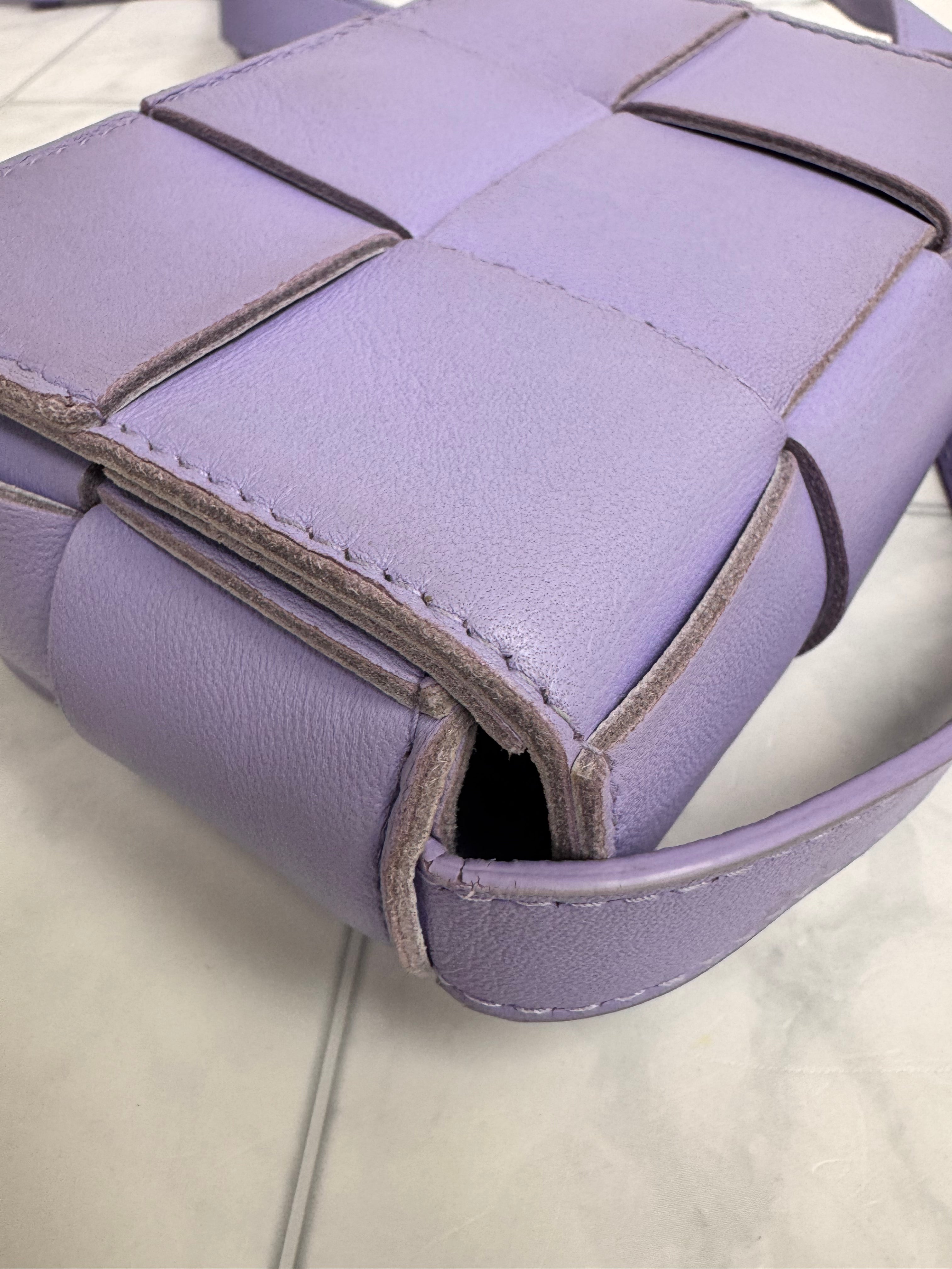 Bottega Veneta Light Purple Intrecciato Leather Mini Cassette Crossbody Bag