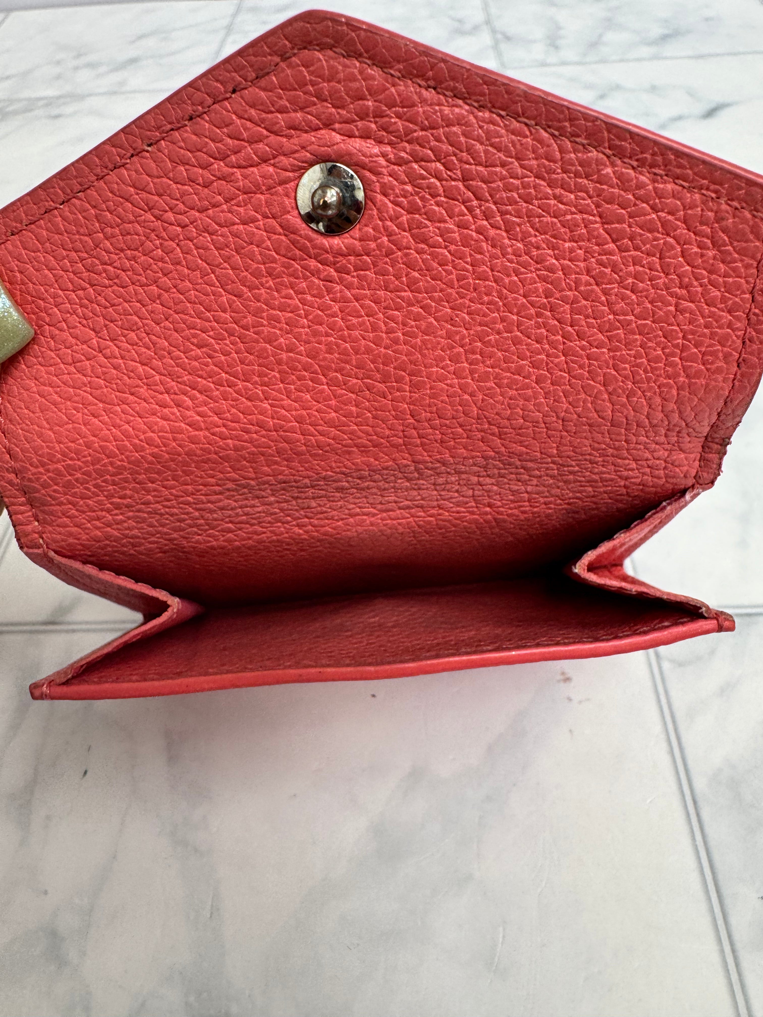 Louis Vuitton Pink Grained Leather Lockmini Compact Wallet