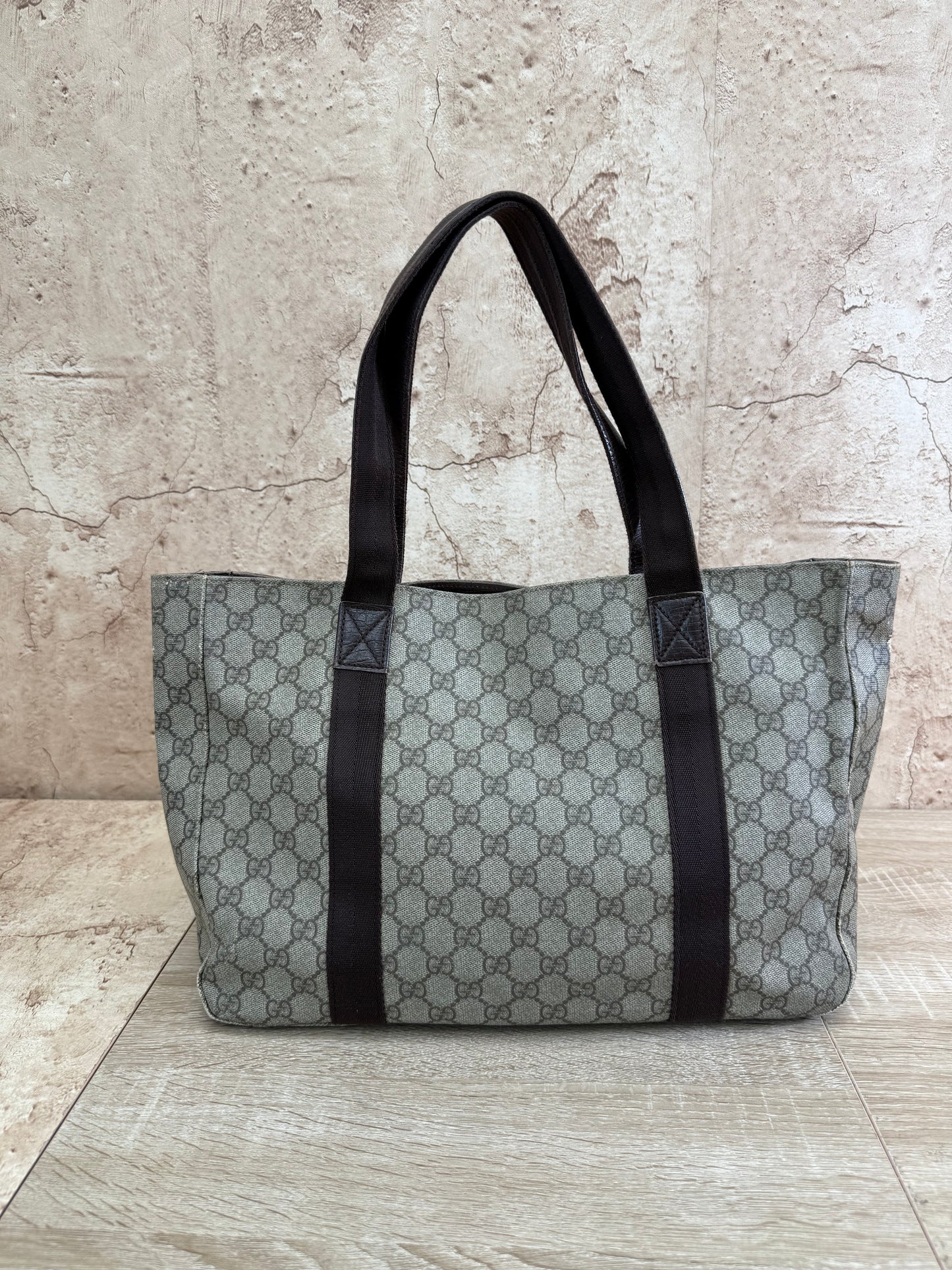 Gucci GG Supreme Brown Coated Canvas Tote Bag