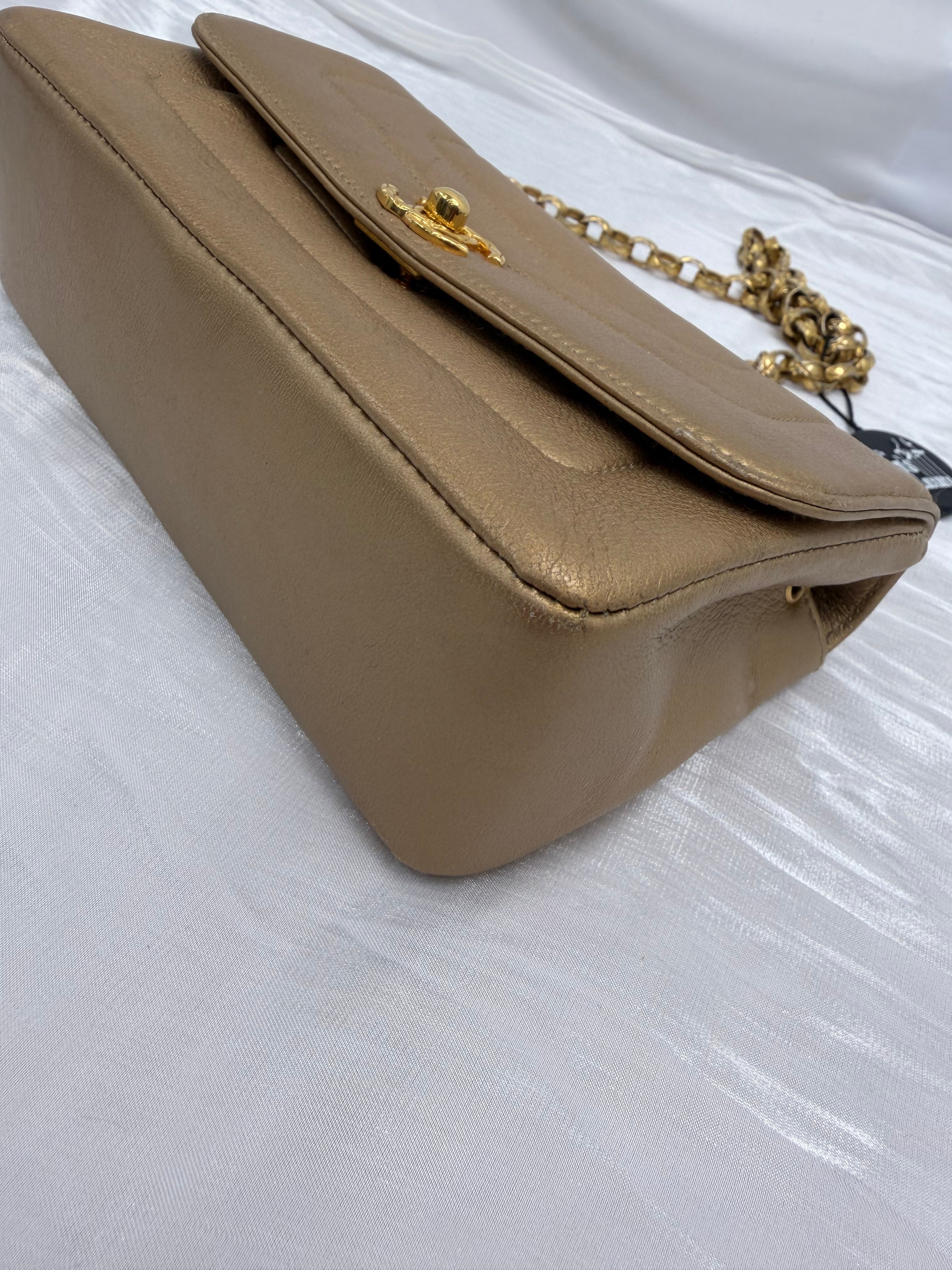 Chanel Metallic Gold Leather Mademoiselle Bijoux Chain Flap Bag