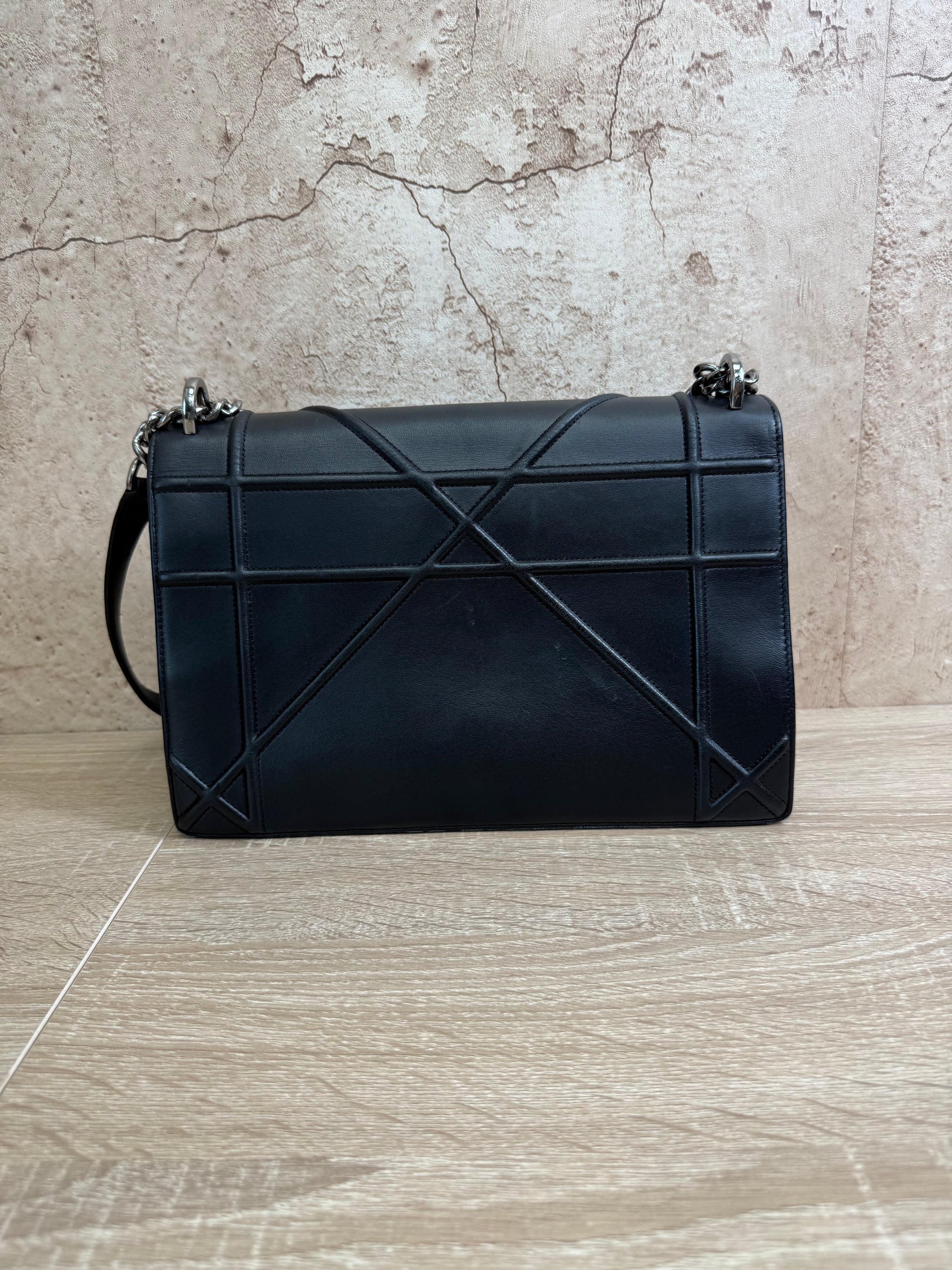 Christian Dior Black Leather Cannage Diorama Flap Bag