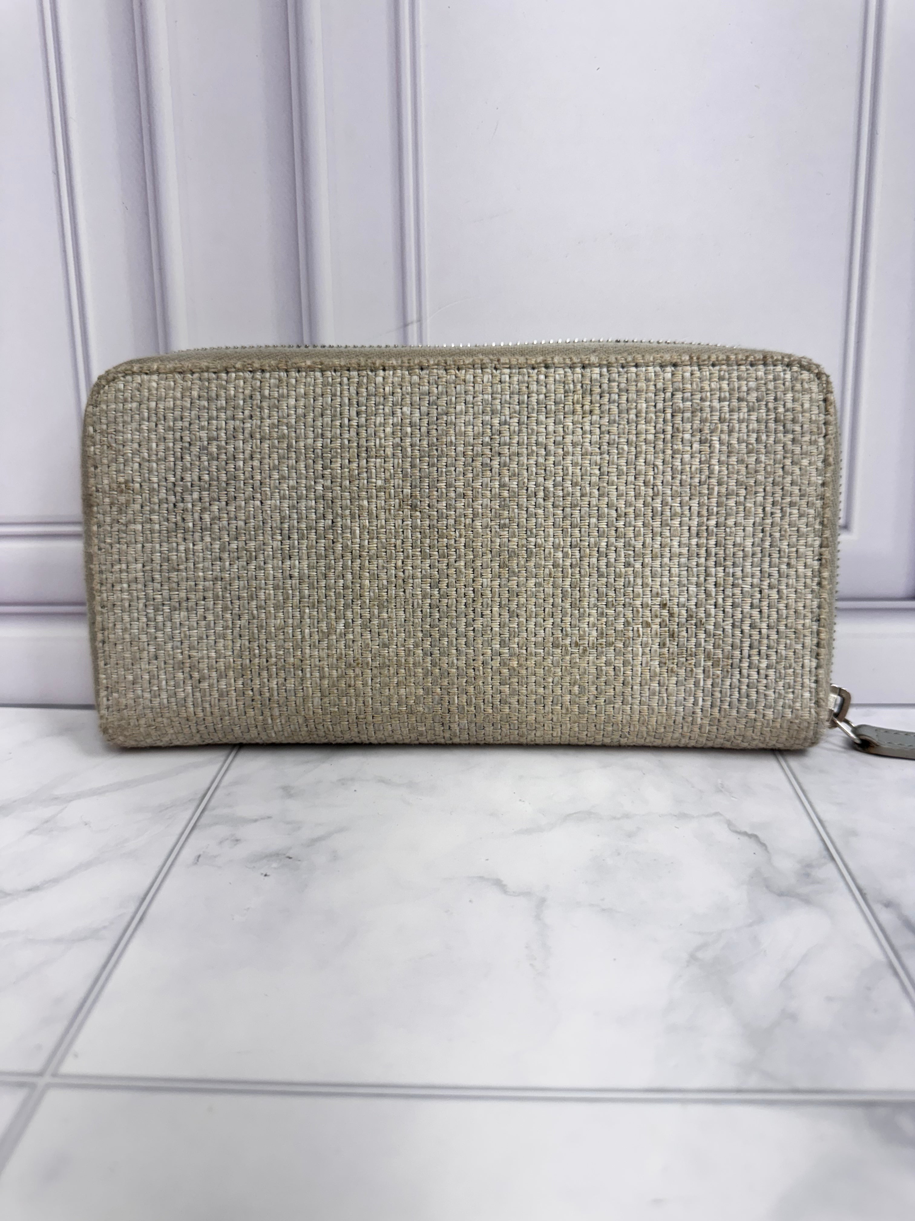 Chanel Grey Tweed Deauville Zippy Wallet