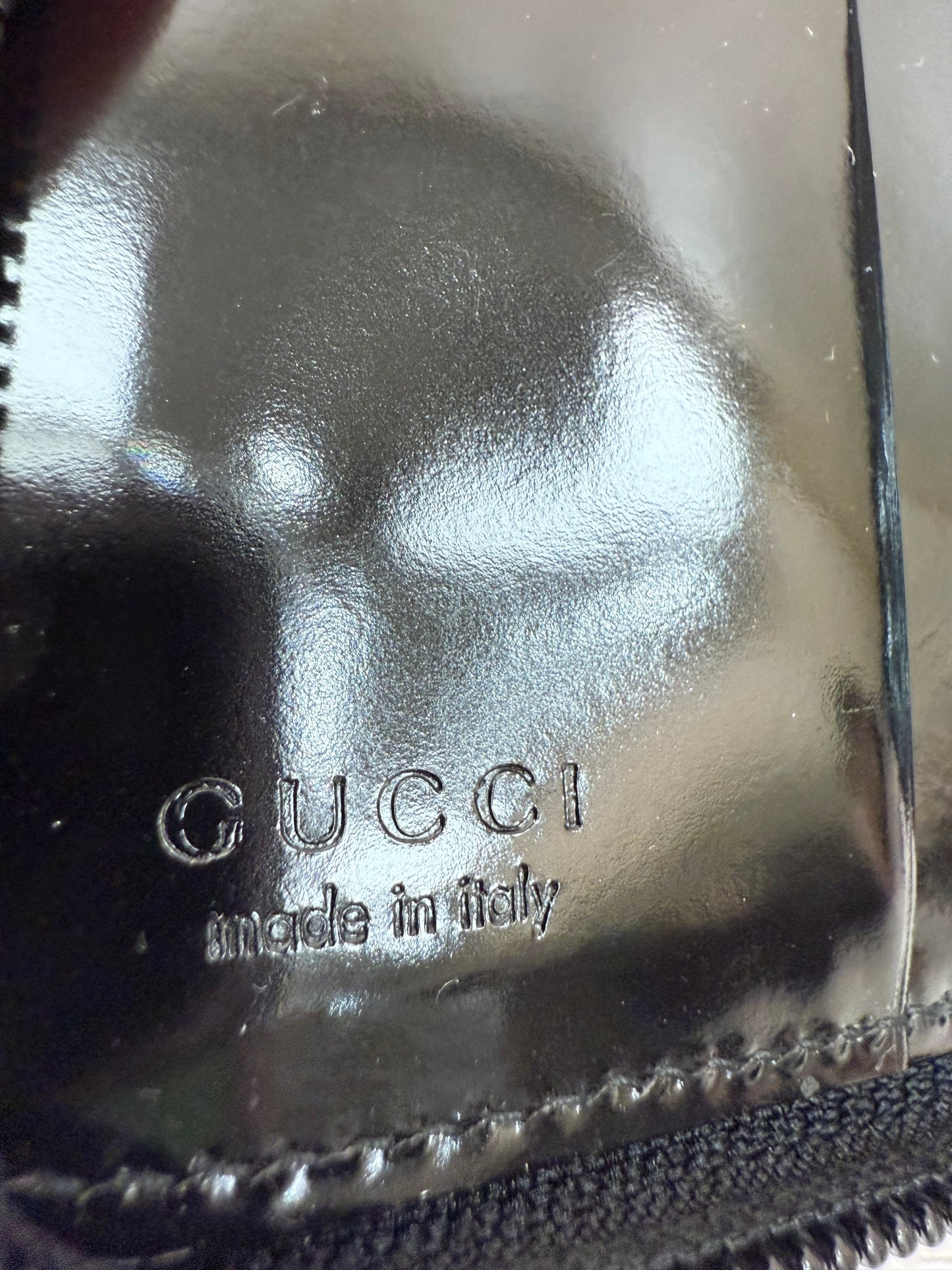 Gucci Black Patent Leather Zippy Compact Wallet