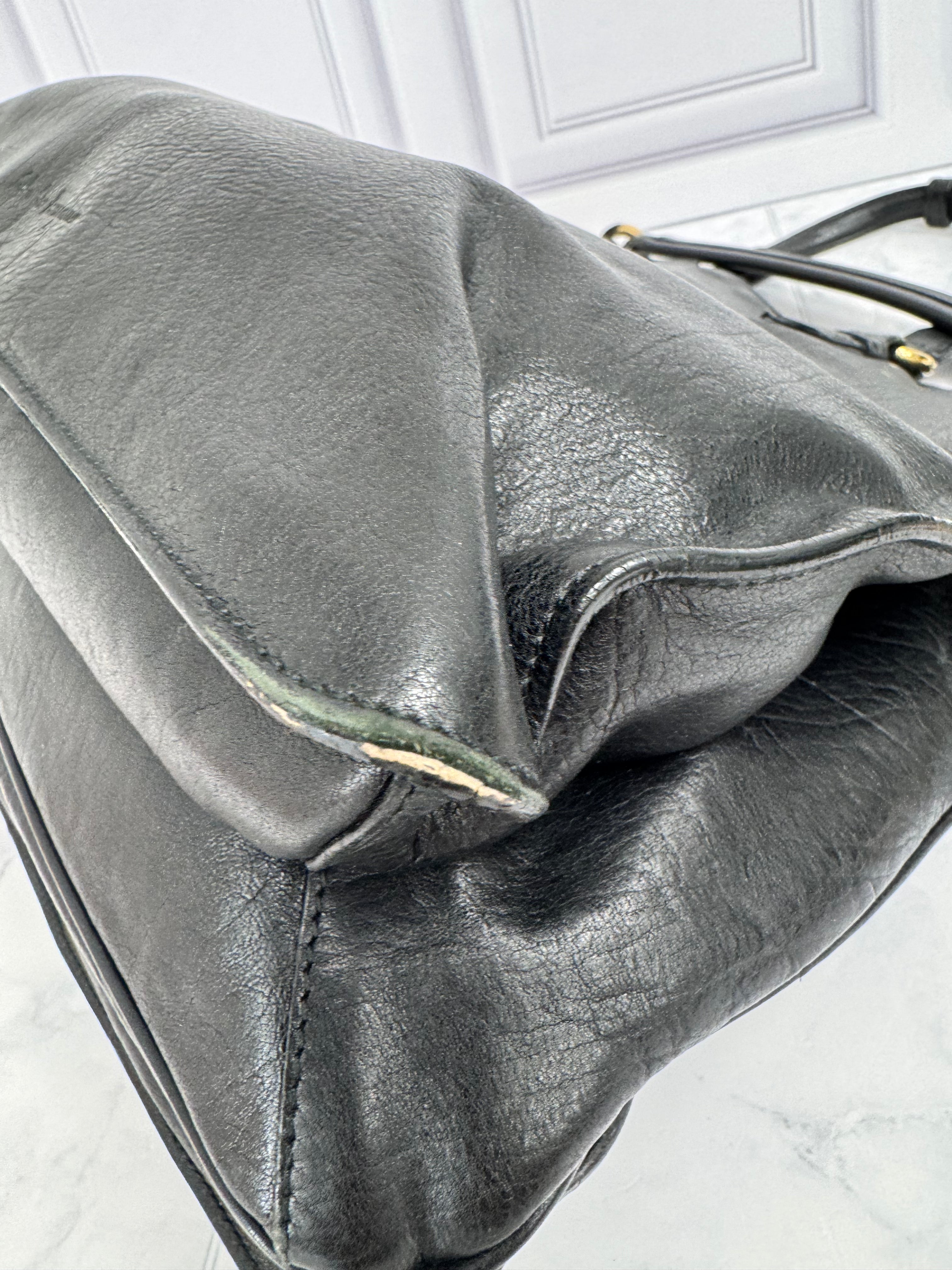 Salvatore Ferragamo Black Leather Chain Tote Bag