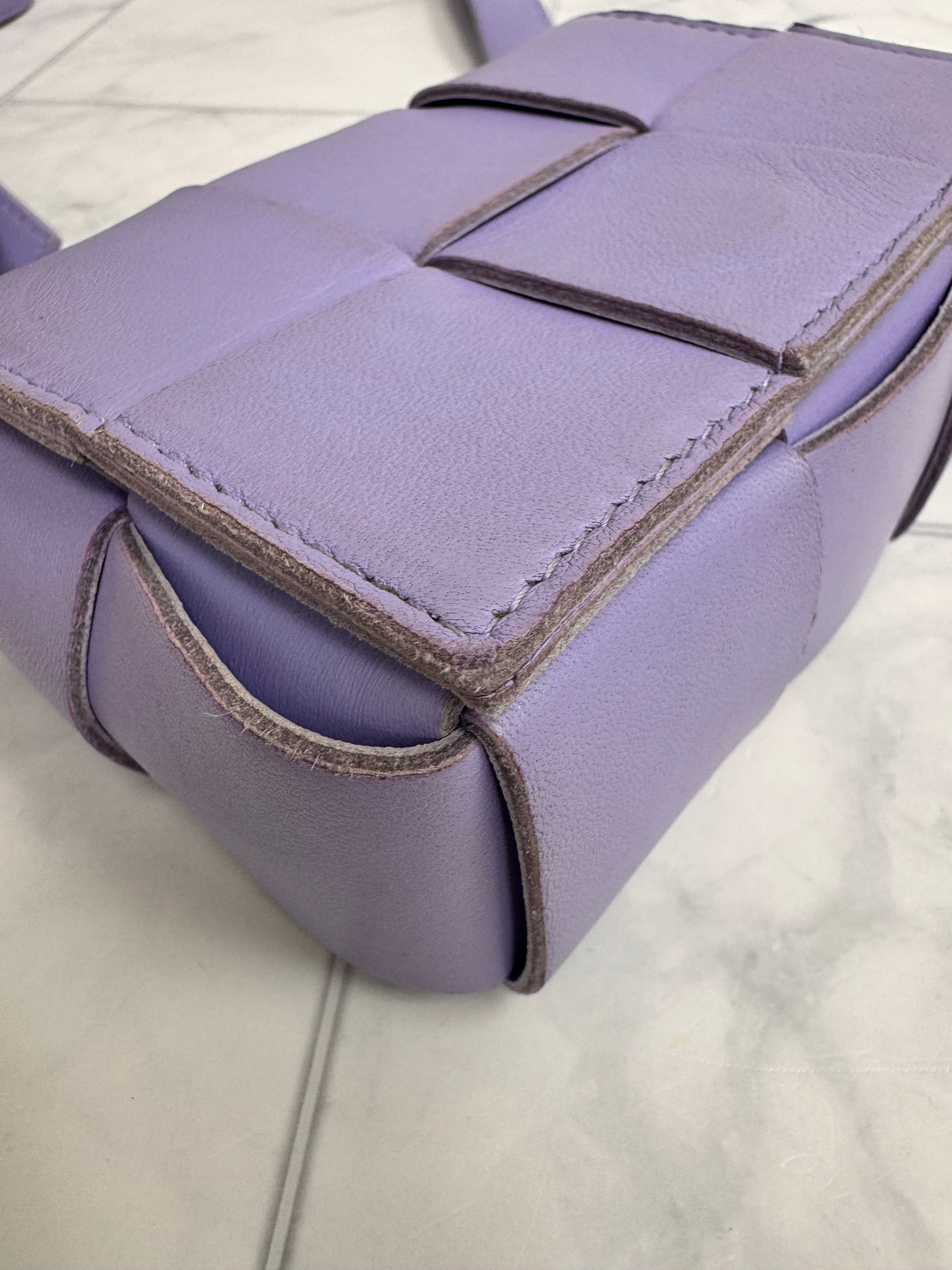 Bottega Veneta Light Purple Intrecciato Leather Mini Cassette Crossbody Bag